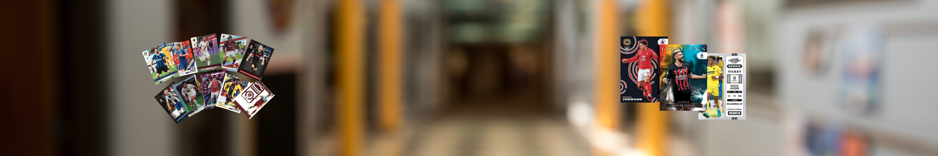 Soccer Banner with various trading cards