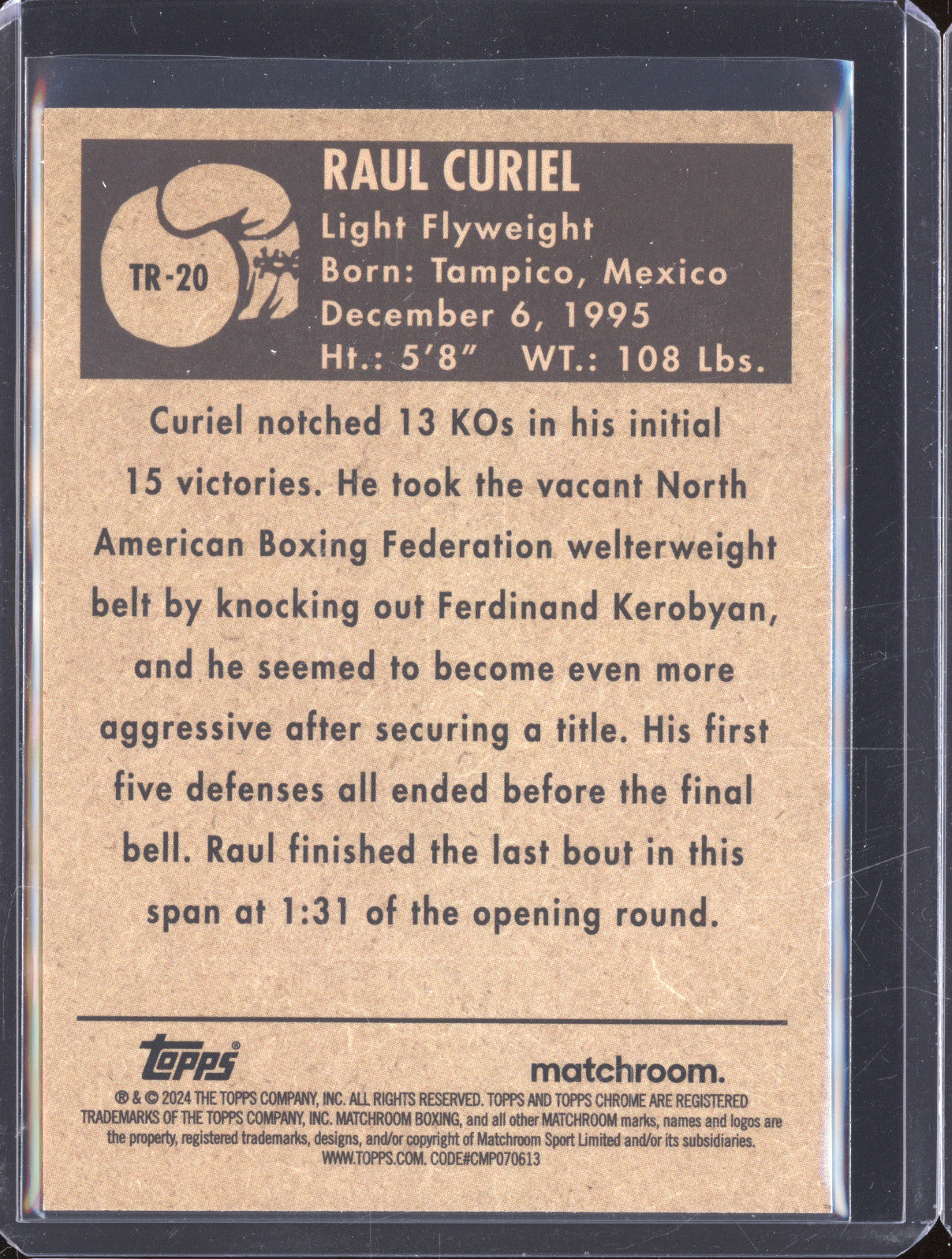 Raul Curiel 2024 Topps Boxing Chrome TR-20 1951 Ringside