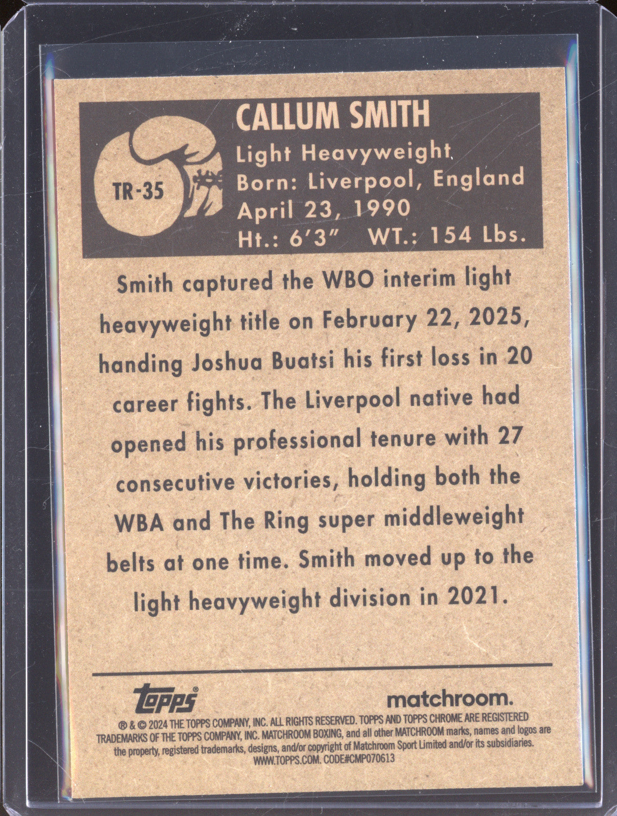 Callum Smith 2024 Topps Boxing Chrome TR-35 1951 Ringside
