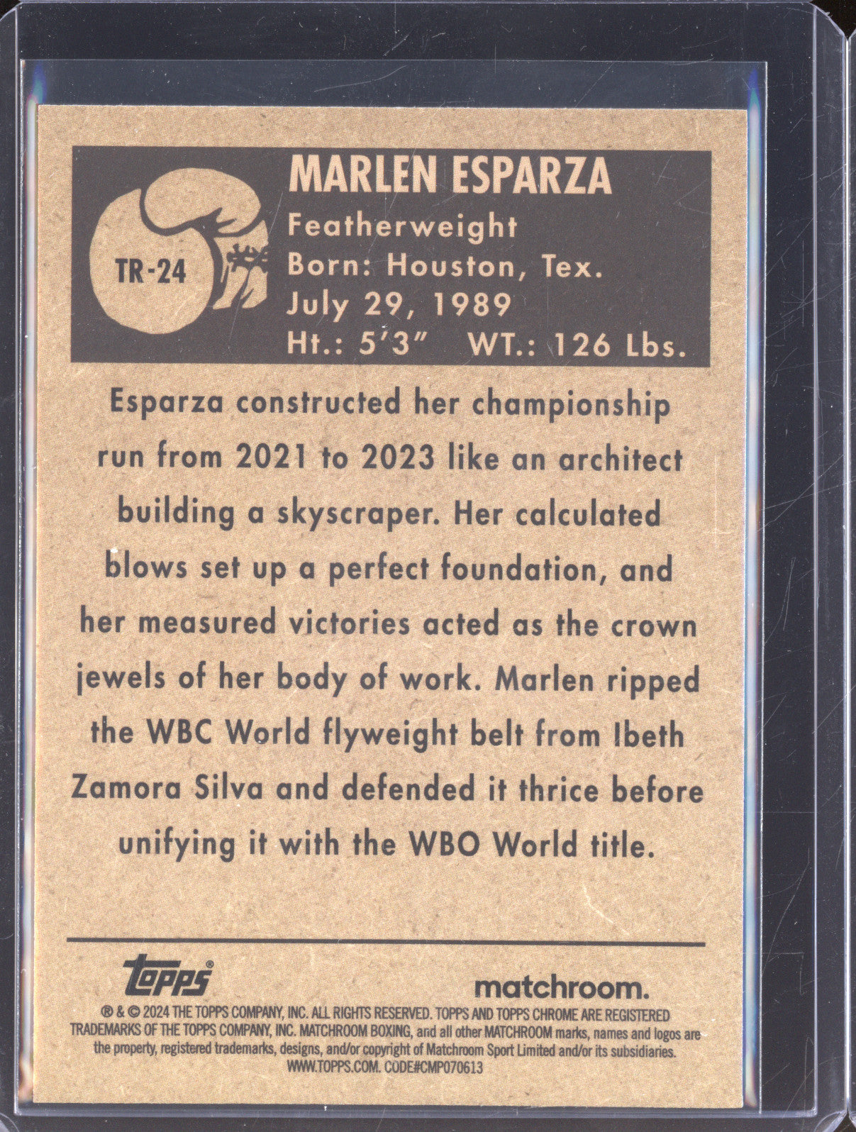 Marlen Esparza 2024 Topps Boxing Chrome TR-24 1951 Ringside