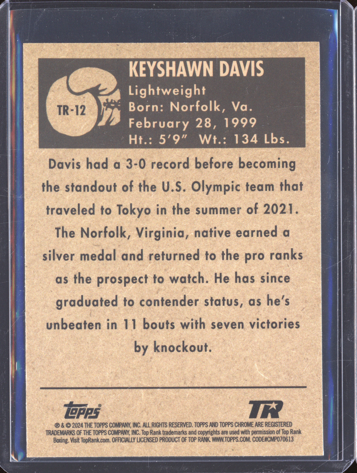 Keyshawn Davis 2024 Topps Boxing Chrome TR-12 1951 Ringside