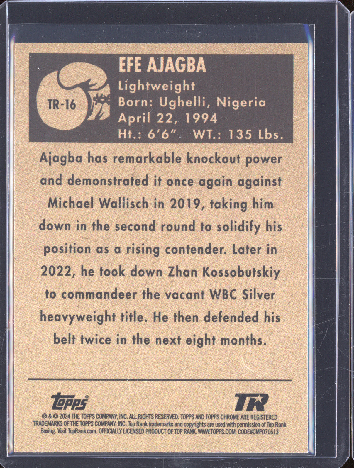 Efe Ajagba 2024 Topps Boxing Chrome TR-16 1951 Ringside