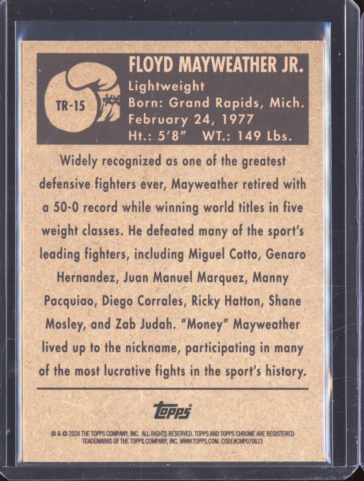 Floyd Mayweather Jr 2024 Topps Boxing Chrome TR-15 1951 Ringside