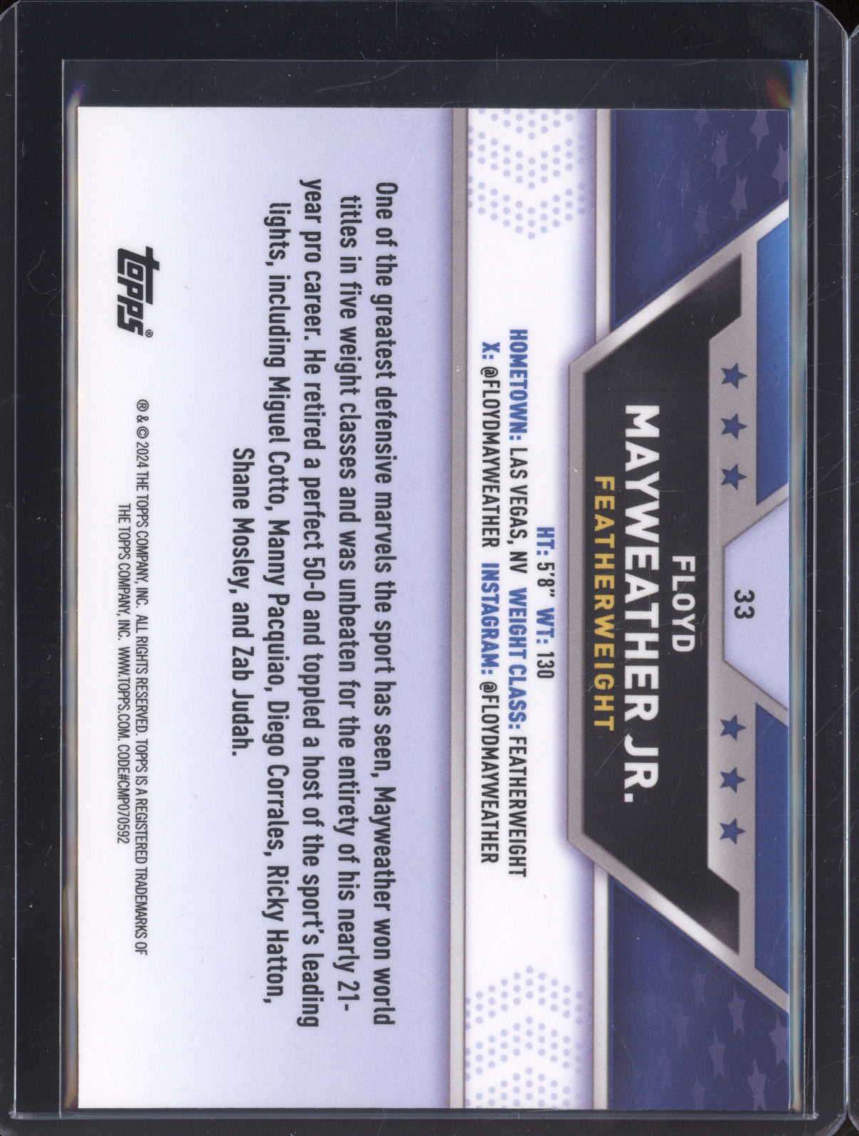 Floyd Mayweather Jr 2024 Topps Boxing Chrome 33