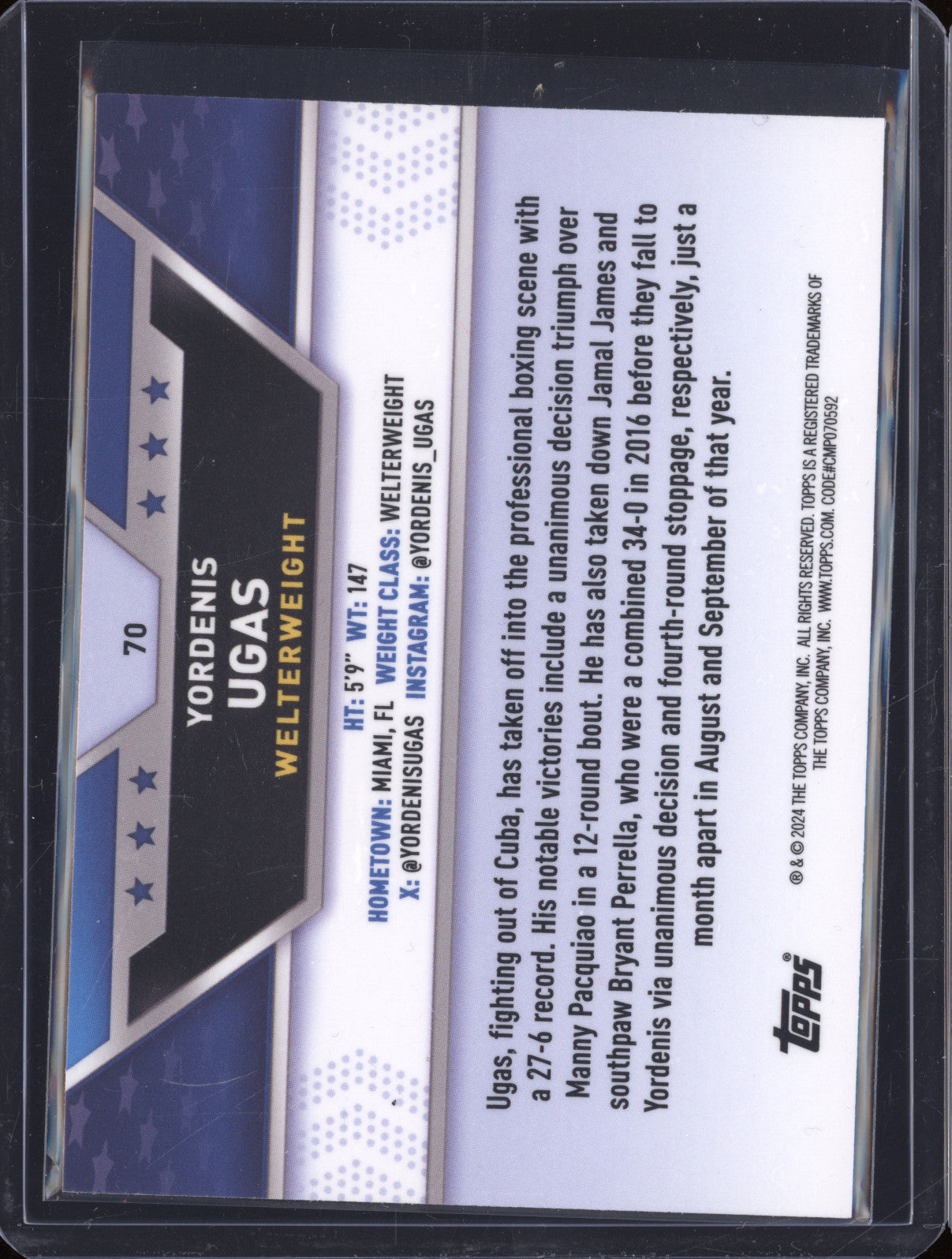 Yordenis Ugas 2024 Topps Boxing Chrome 70 Shimmer