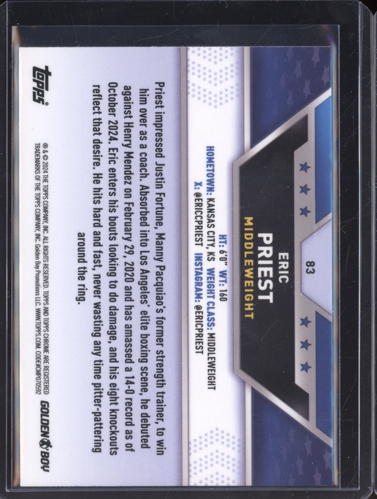 Eric Priest 2024 Topps Boxing Chrome 93 Shimmer