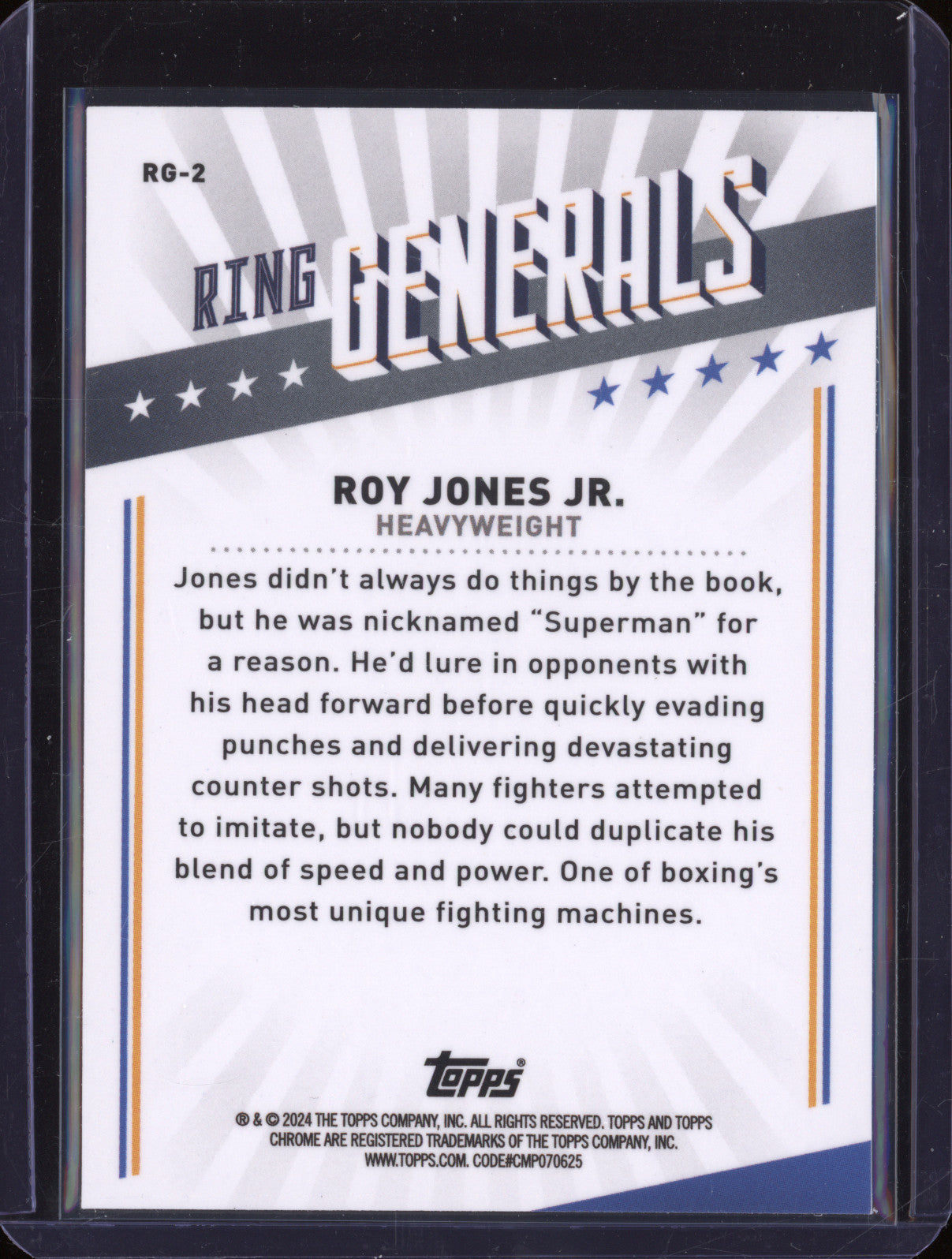 Roy Jones Jr 2024 Topps Boxing Chrome RG-2 Ring Generals
