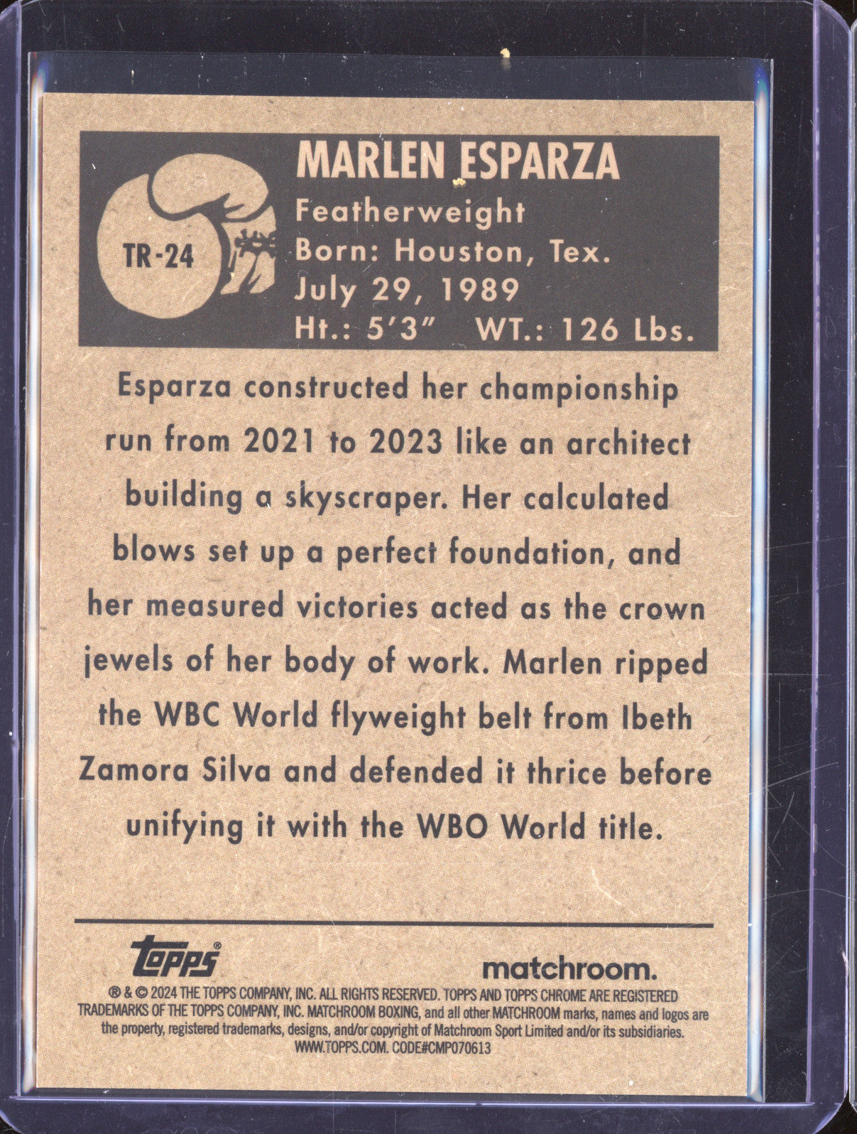 Marlen Esparza 2024 Topps Boxing Chrome TR-24 Gold 1951 Ringside 03/50