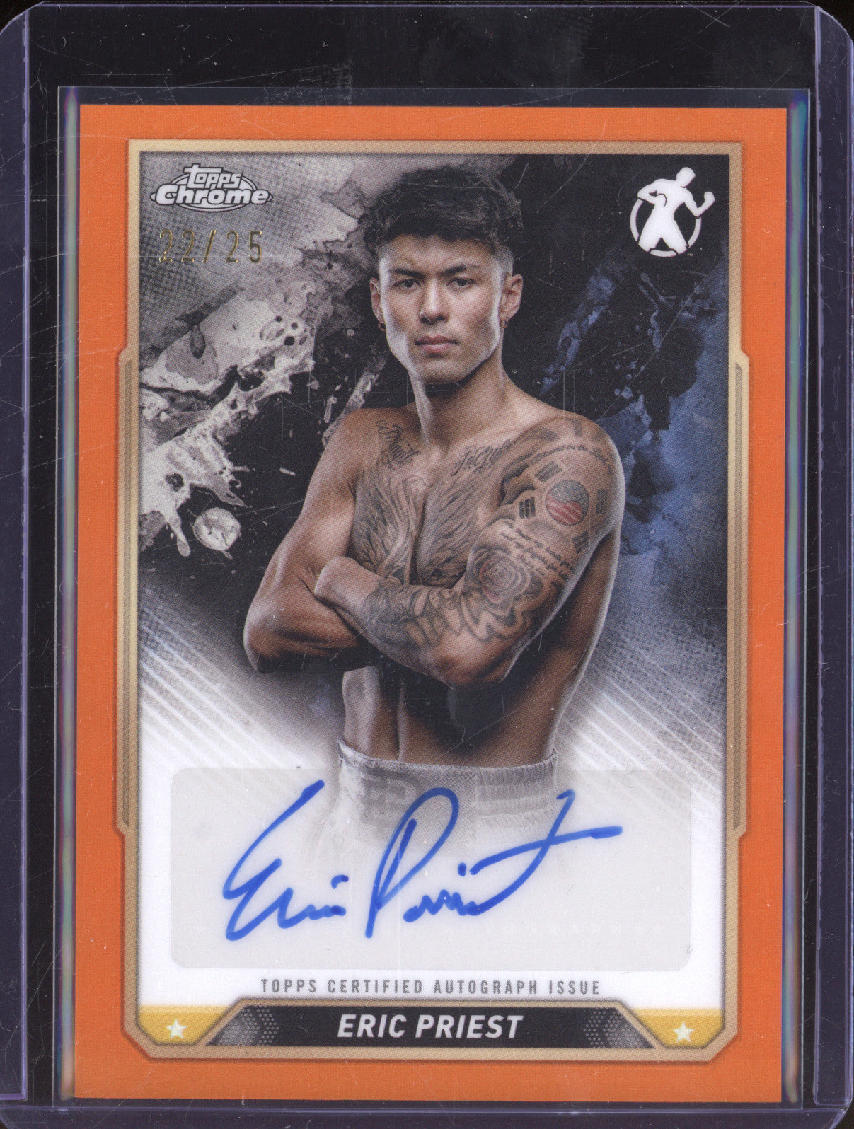 Eric Priest 2024 Topps Boxing Chrome CBA-EPT Orange Auto 22/25