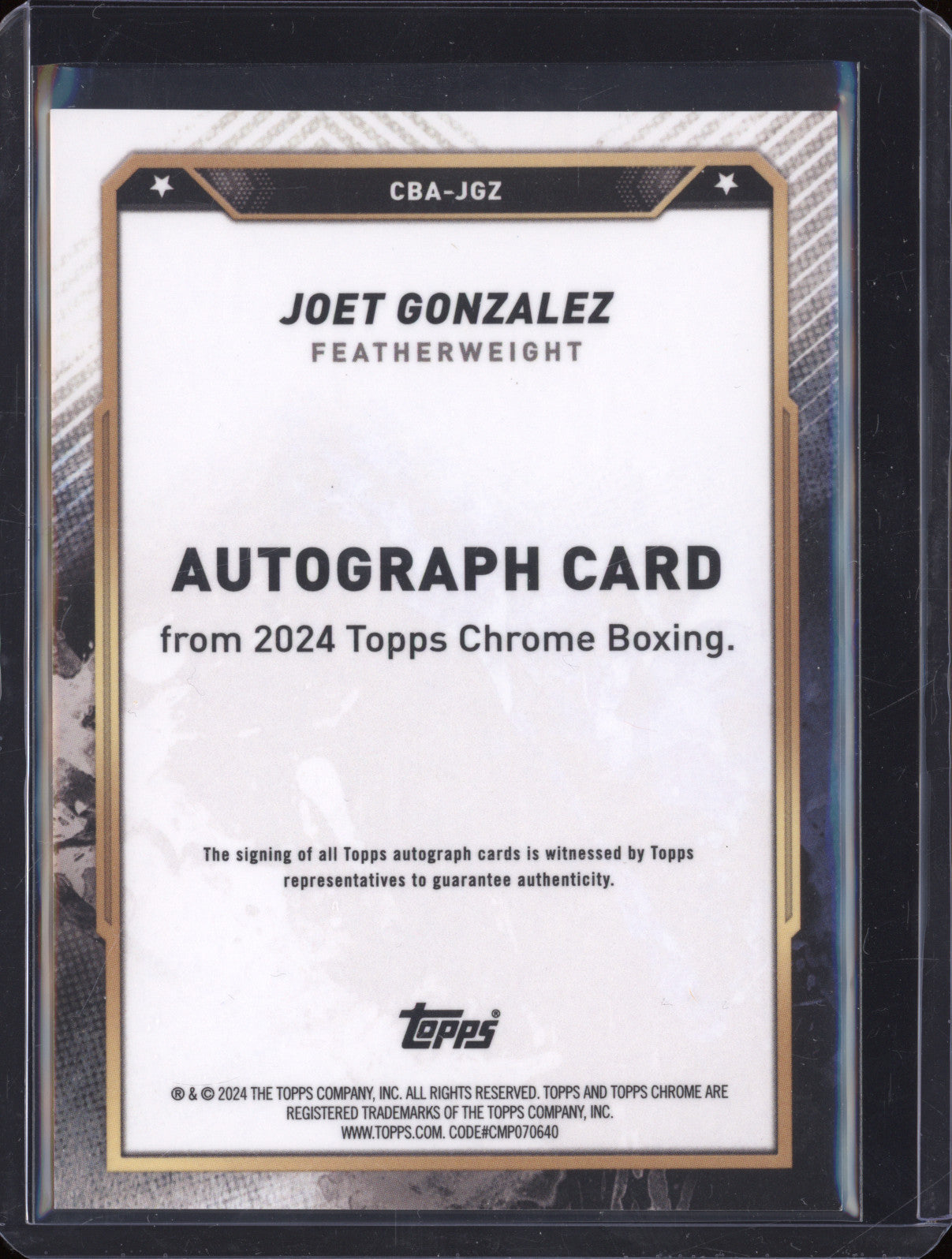 Joet Gonzalez 2024 Topps Boxing Chrome CBA-JGZ Gold Auto 33/50