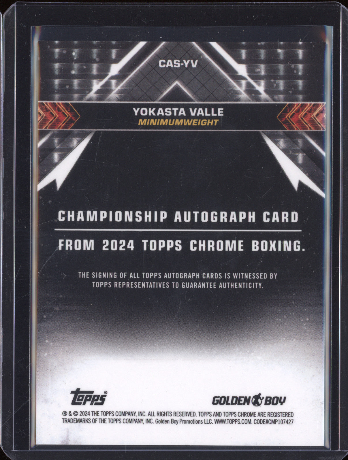 Yokasta Valle 2024 Topps Boxing Chrome CAS-YV Championship Auto Gold 22/50