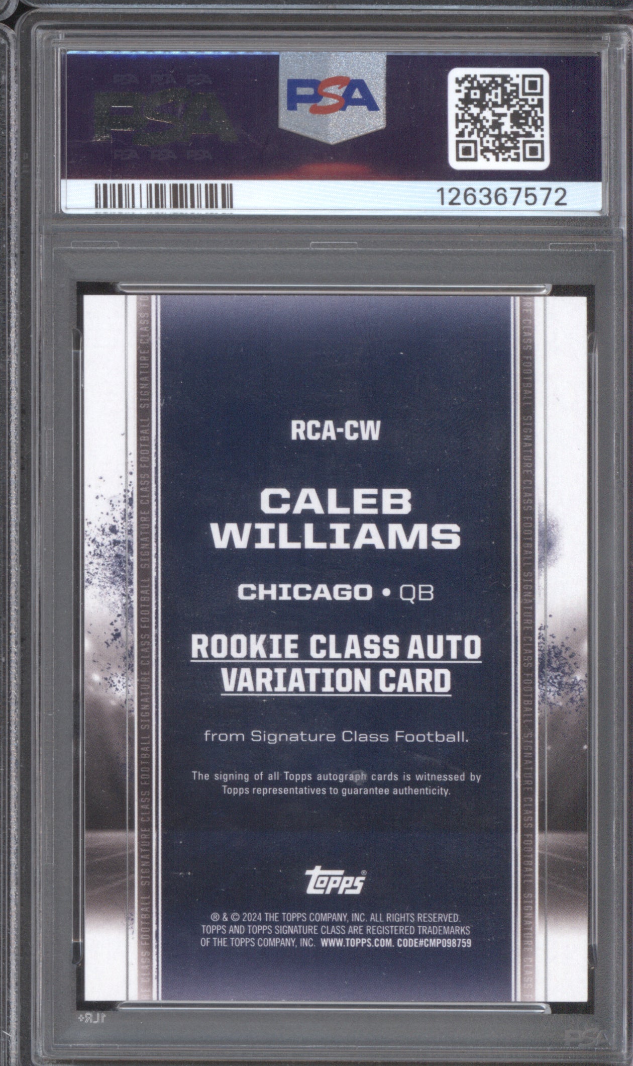 2024 Topps Signature Class Caleb Williams Rookie Class Auto Variation #RCA-CW PSA 9