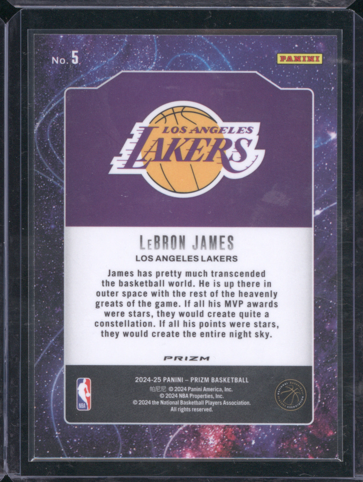 LeBron James 2024 Panini Prizm #5 Deep Space Silver Prizm