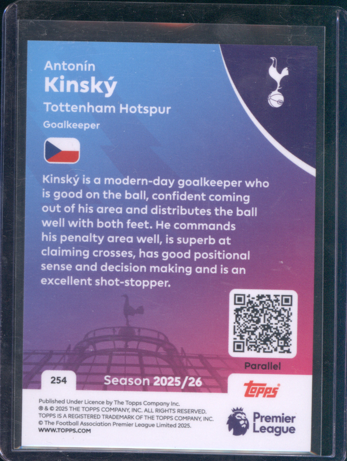 Antonín Kinský 2025 Topps Premier League #254 Red Foil 1/5