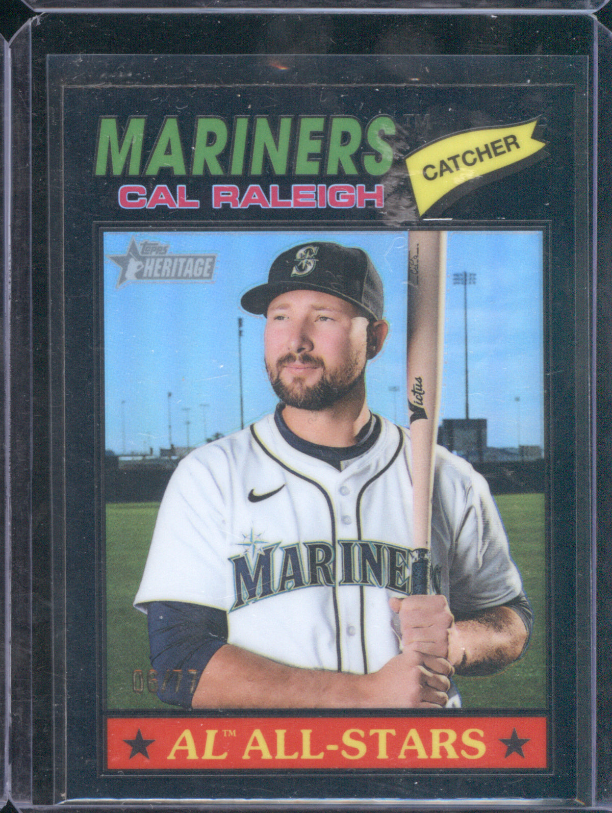 Cal Raleigh 2026 Topps Heritage #269 AL All-Stars Chrome Black Refractor 6/77