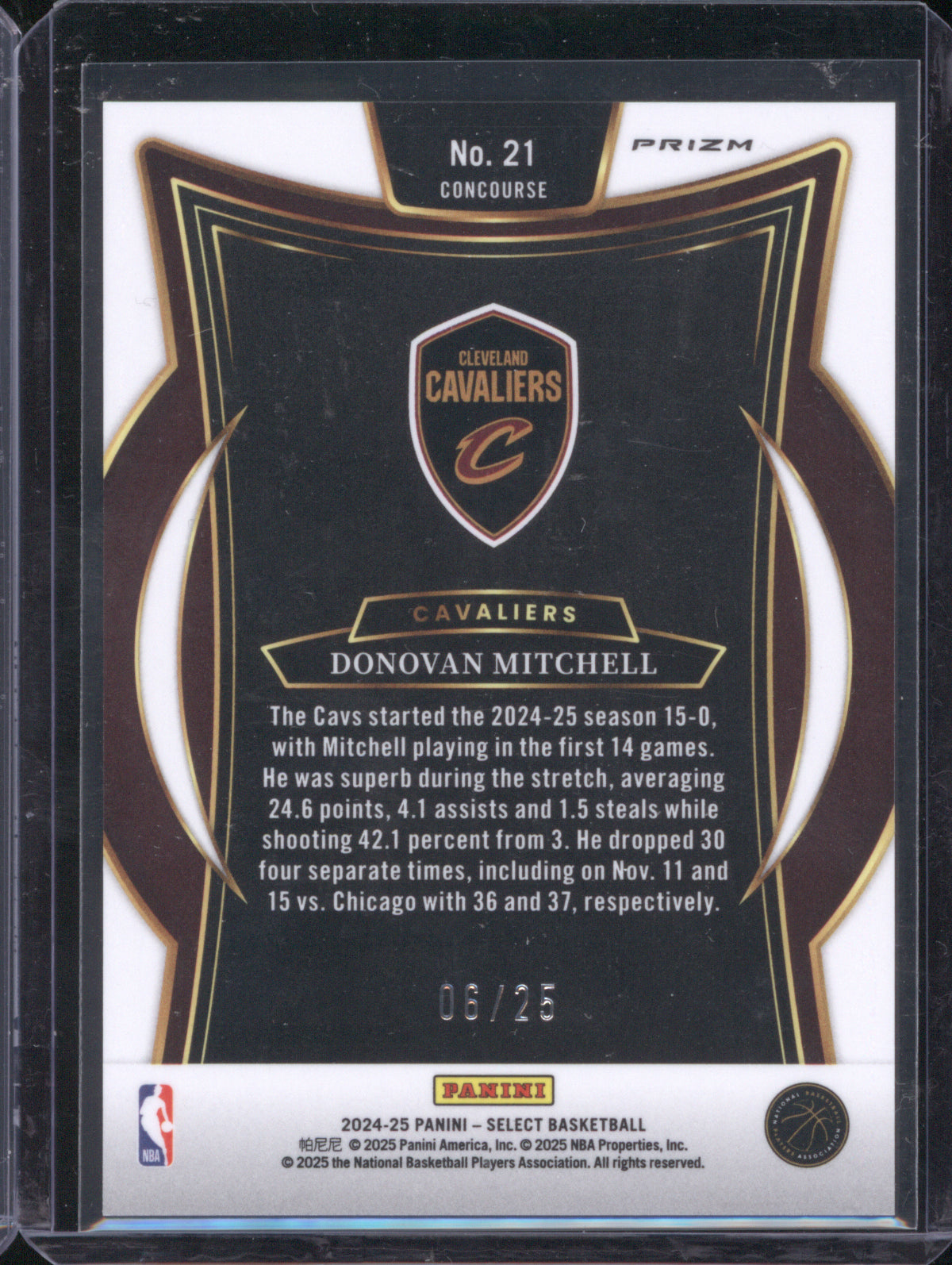 Donovan Mitchell 2024 Panini Select #21 Tie-Dye Concourse 6/25