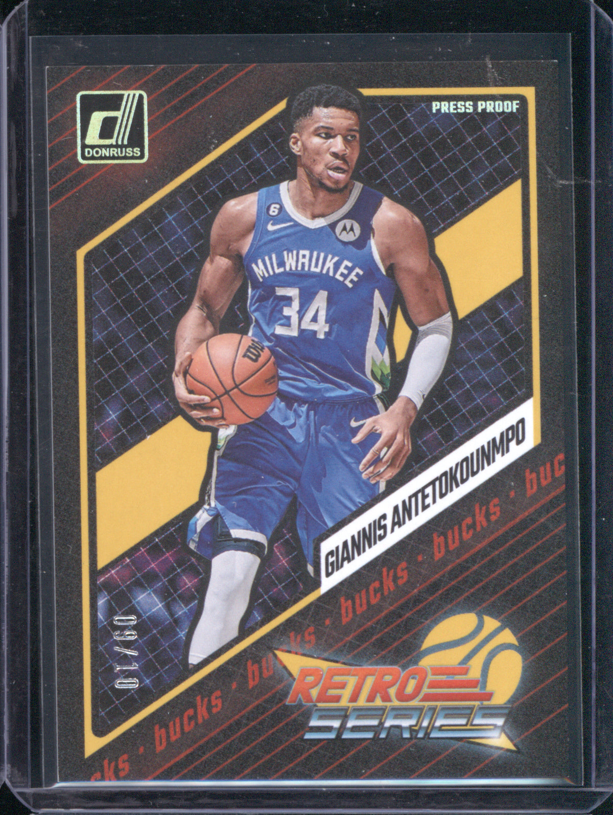 Giannis Antetokounmpo 2023 Donruss Retro Series Gold Press Proof 09/10