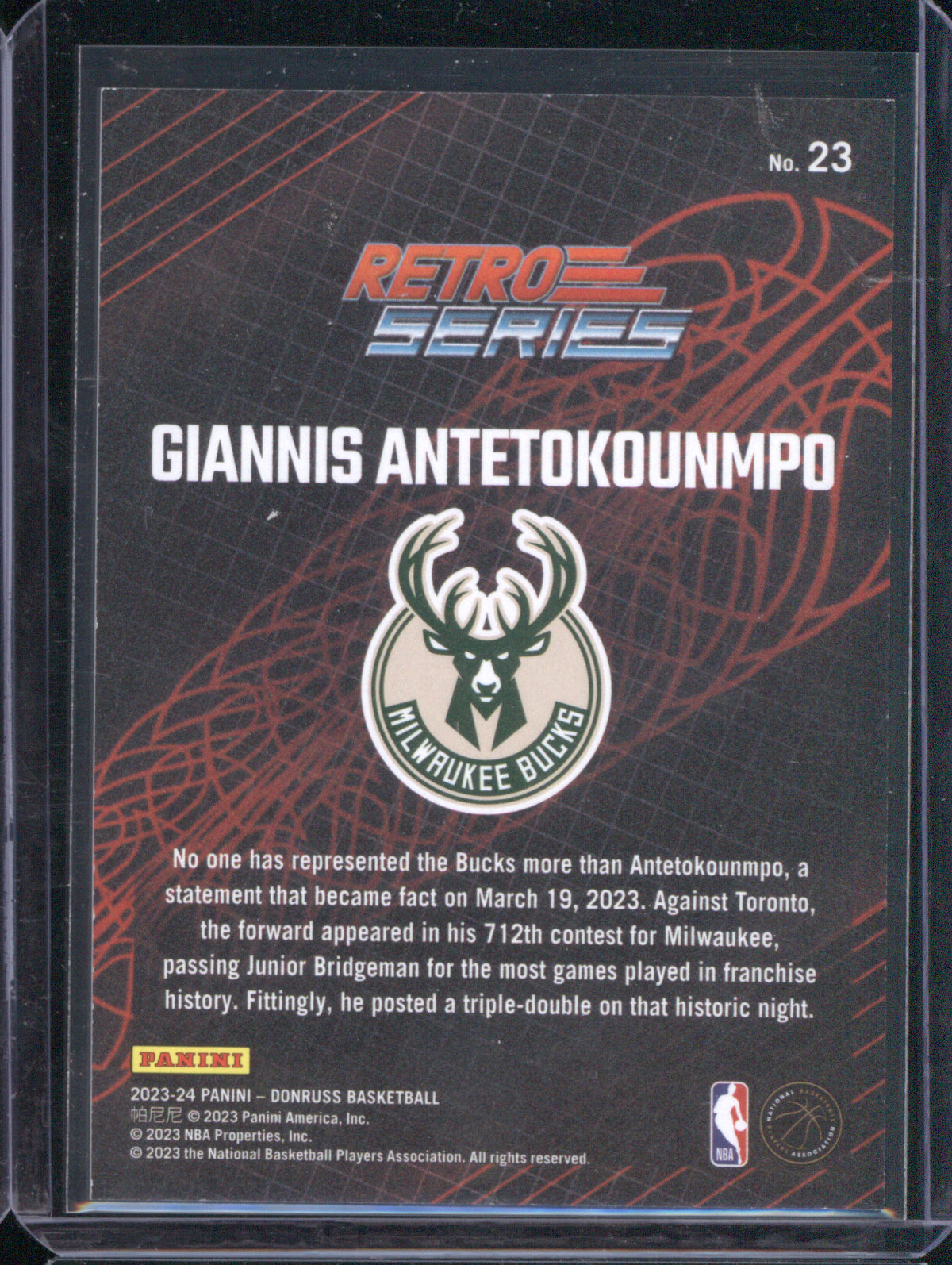 Giannis Antetokounmpo 2023 Donruss Retro Series Gold Press Proof 09/10