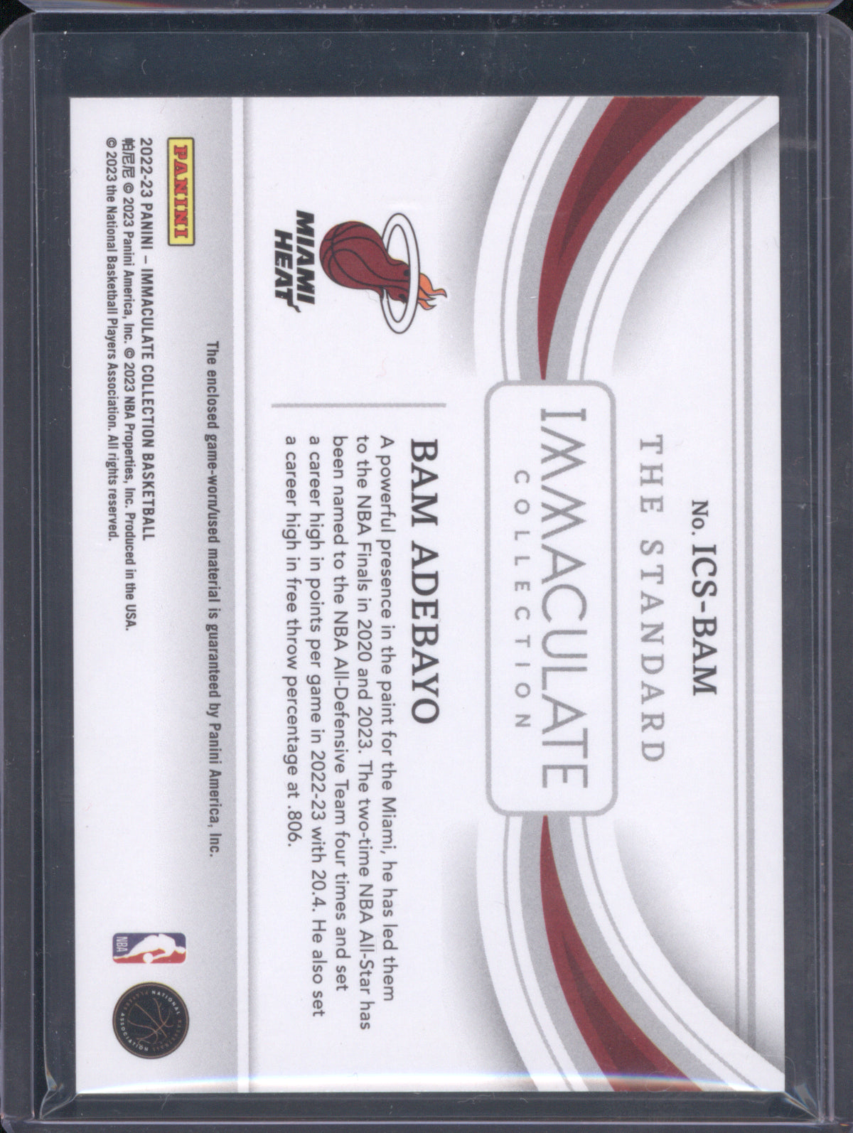 Bam Adebayo 2022 Panini Immaculate The Standard 57/99