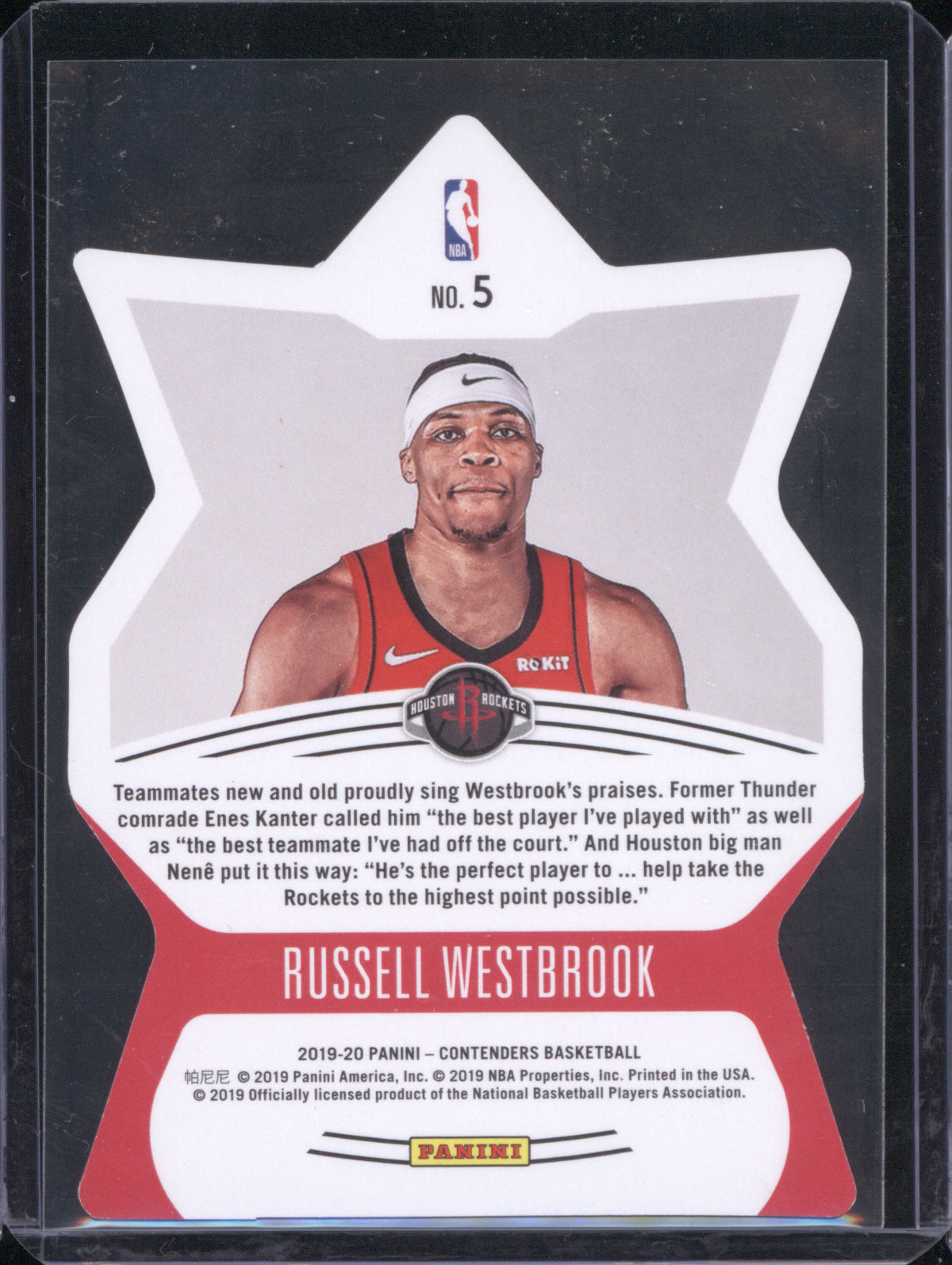 Russell Westbrook 2019 Panini Contenders Superstar Die-Cuts Cracked Ice 22/25