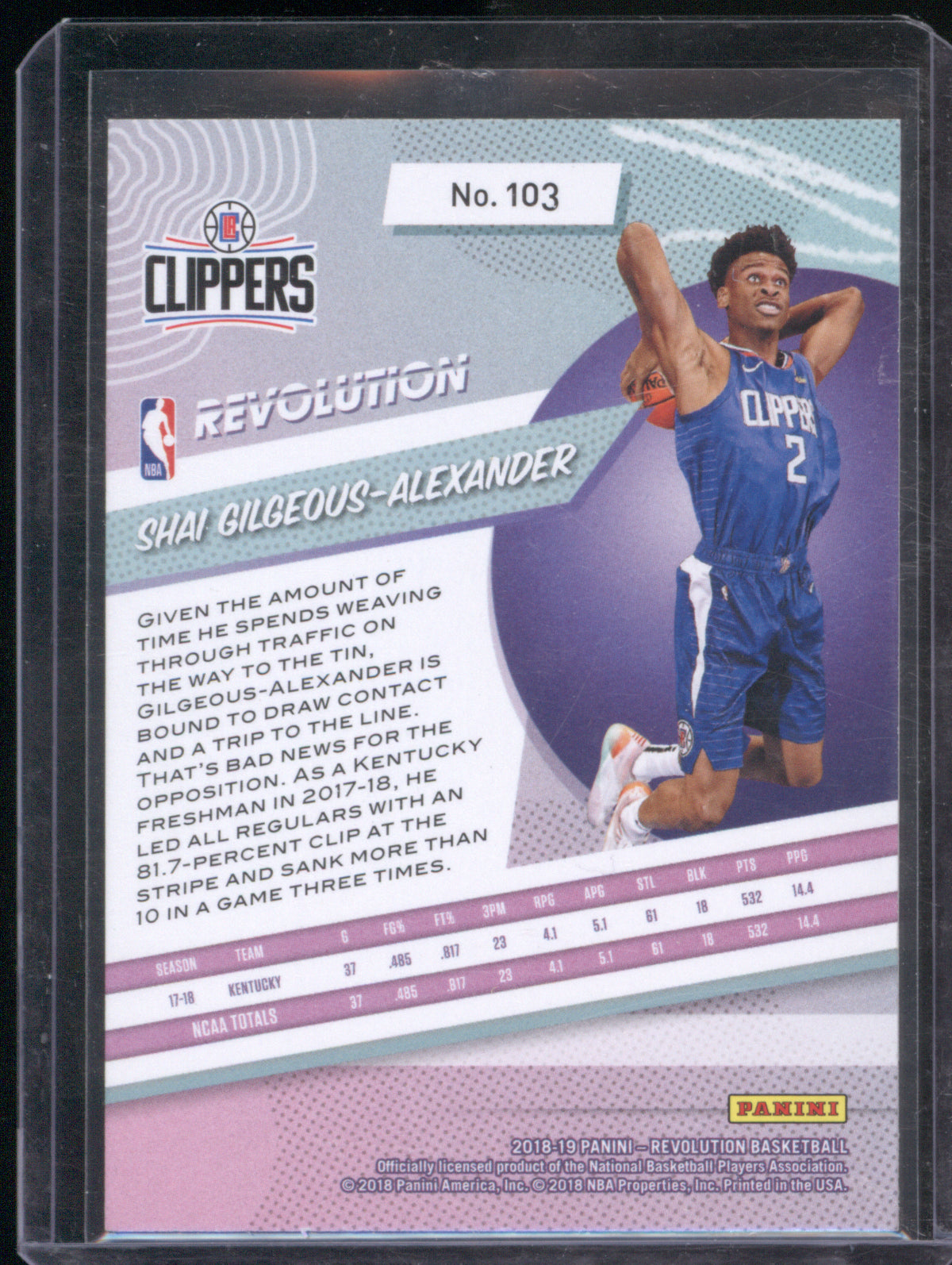 Shai Gilgeous-Alexander 2018 Panini Revolution #103 RC