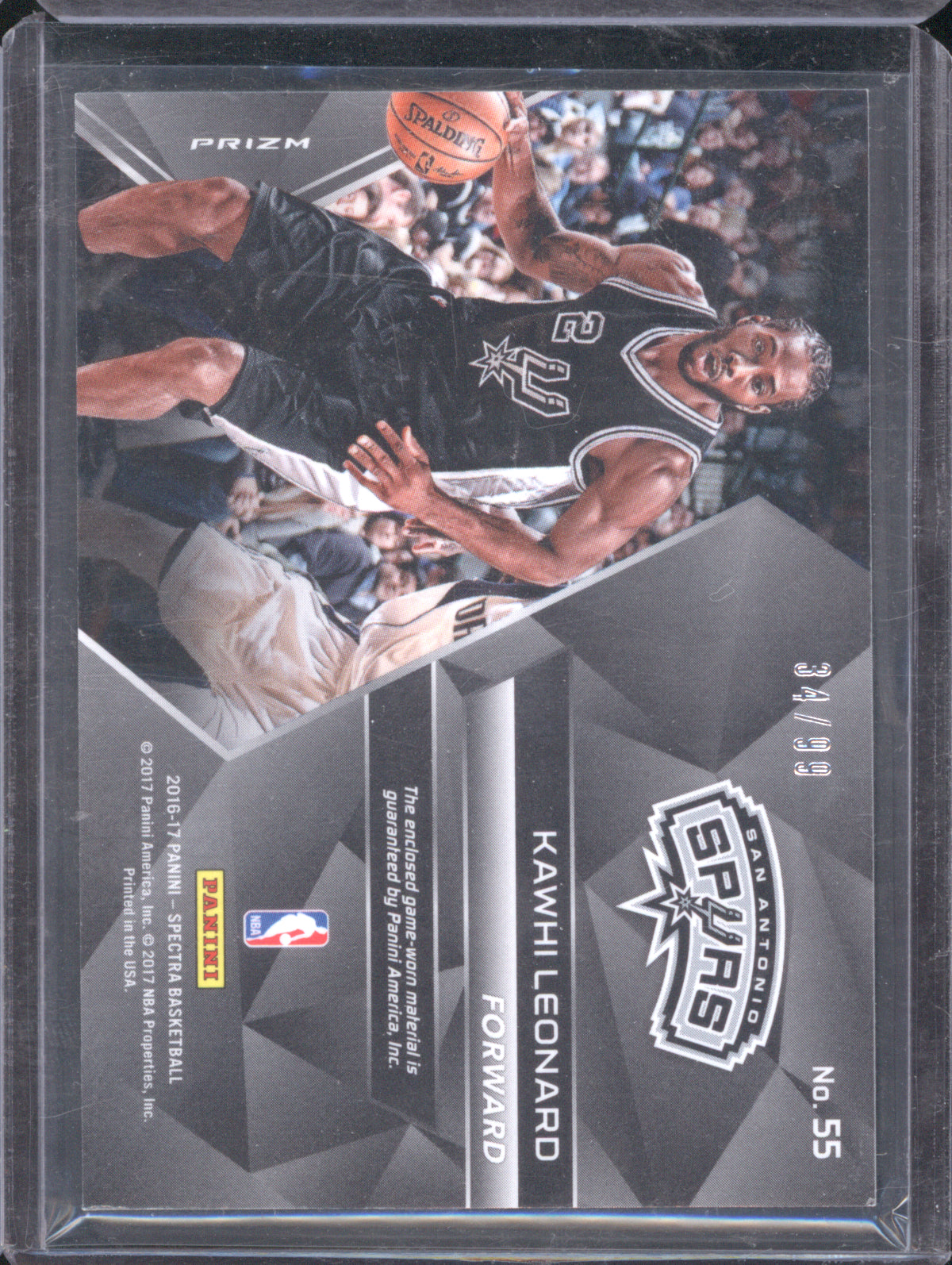 Kawhi Leonard 2016 Panini Spectra Spectacular Swatches Blue Flash 34/99