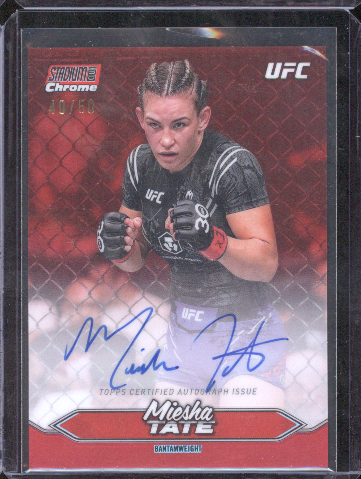 Miesha Tate 2025 UFC Topps Stadium Club CAS-MTE Chrome Autographs Red /50