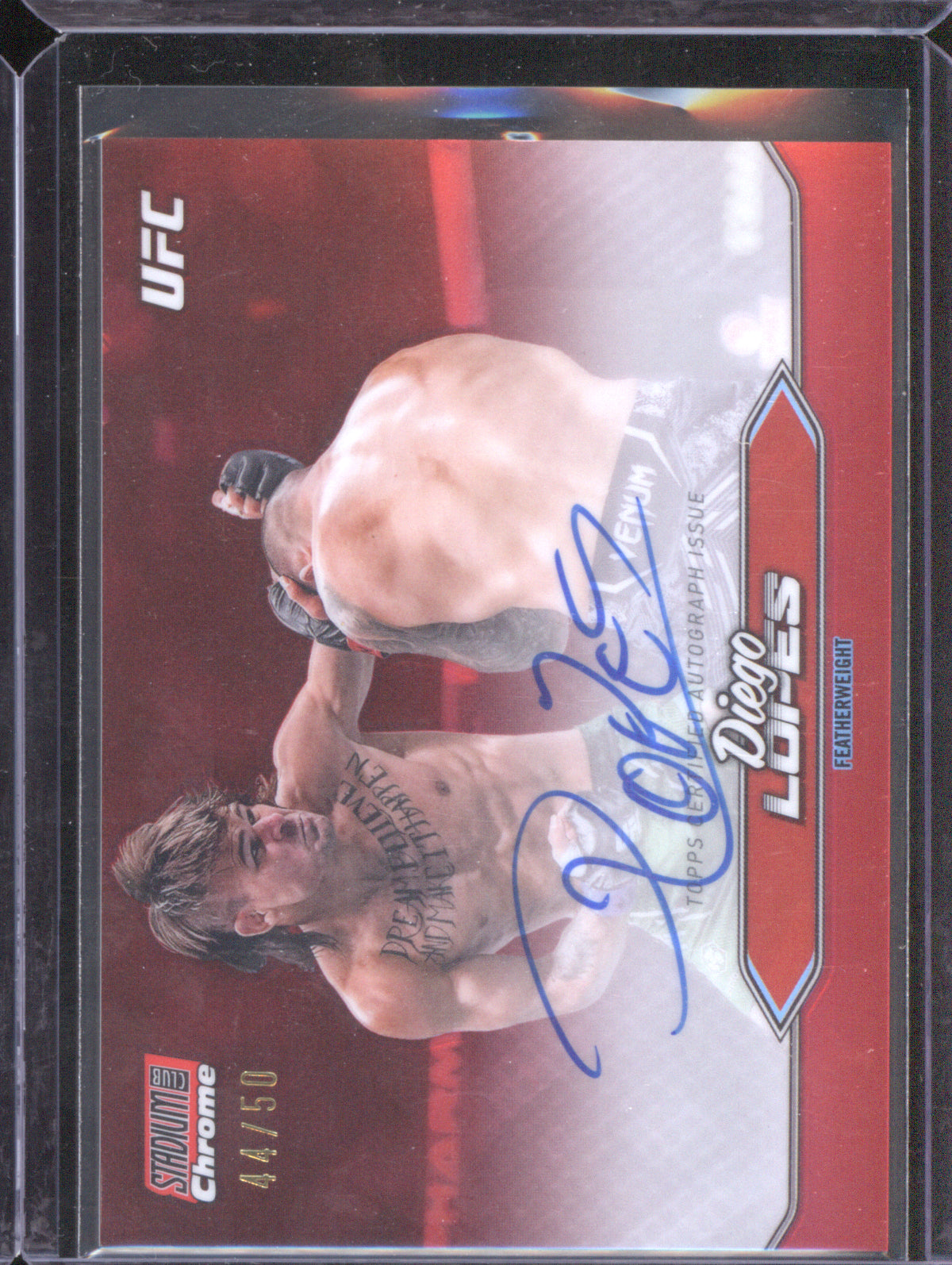 Diego Lopes 2025 UFC Topps Stadium Club CAS-DLS Chrome Autographs Red /50