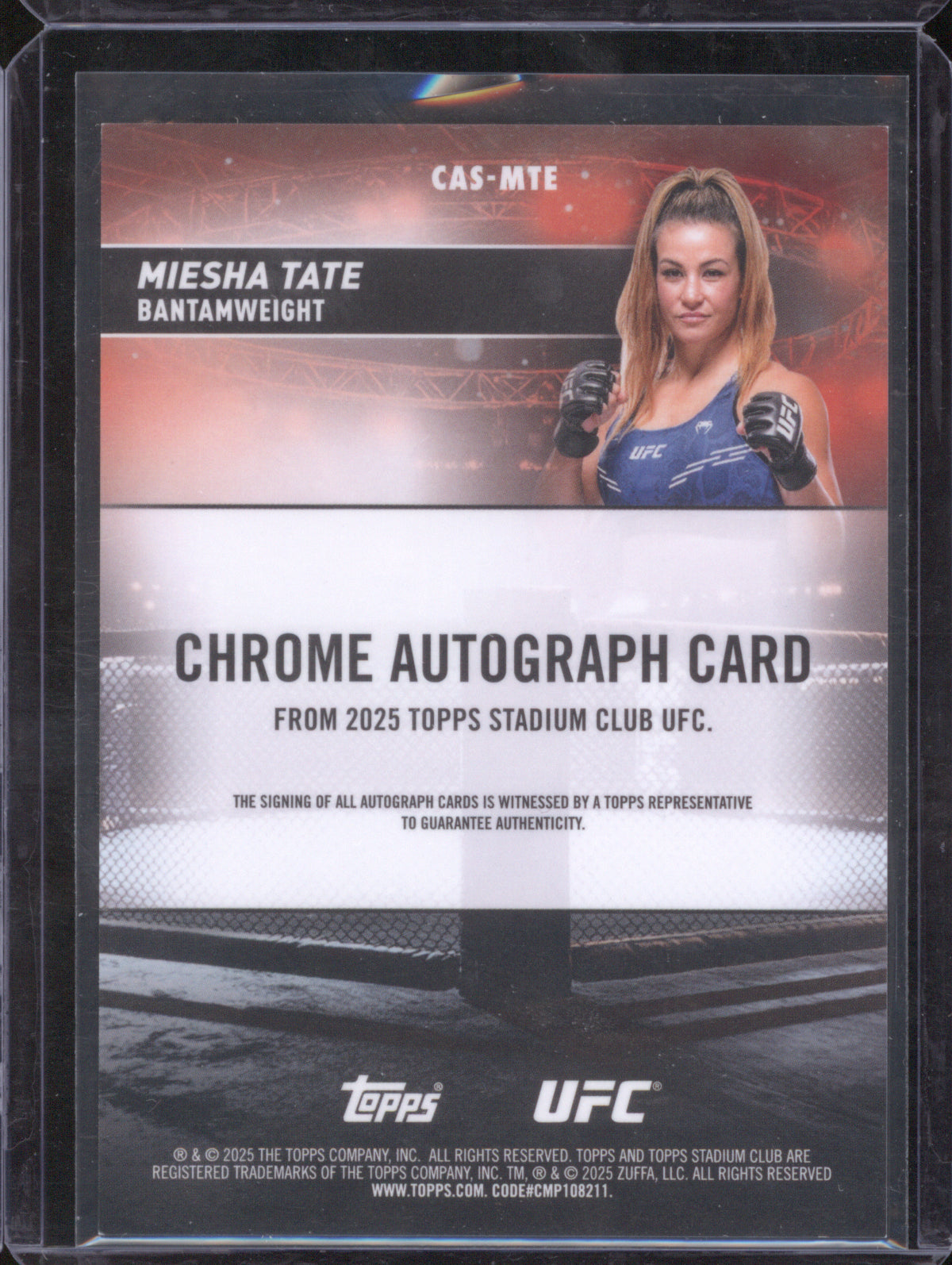 Miesha Tate 2025 UFC Topps Stadium Club CAS-MTE Chrome Autographs Red /50