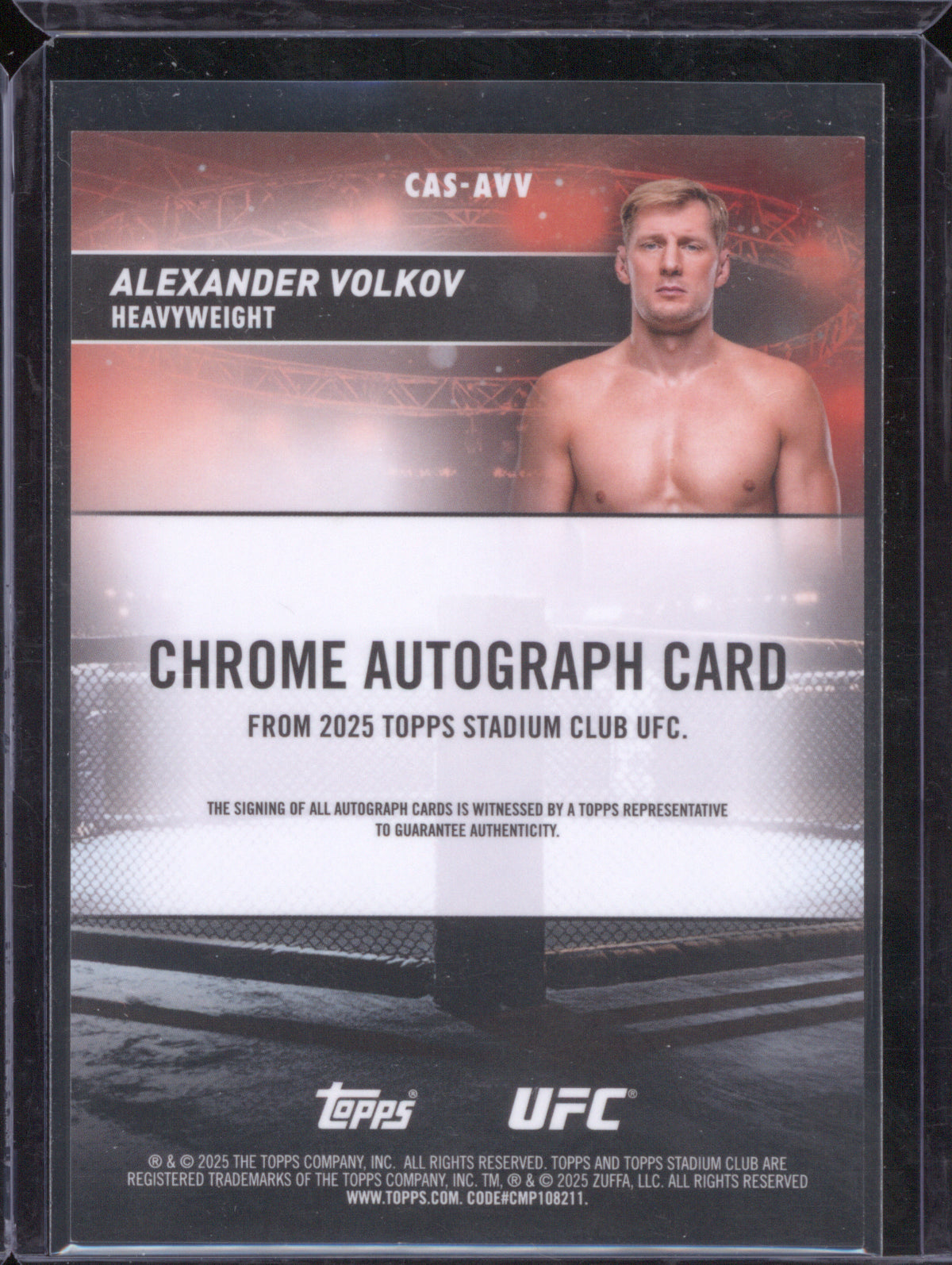 Alexander Volkov 2025 UFC Topps Stadium Club CAS-AVV Chrome Autographs