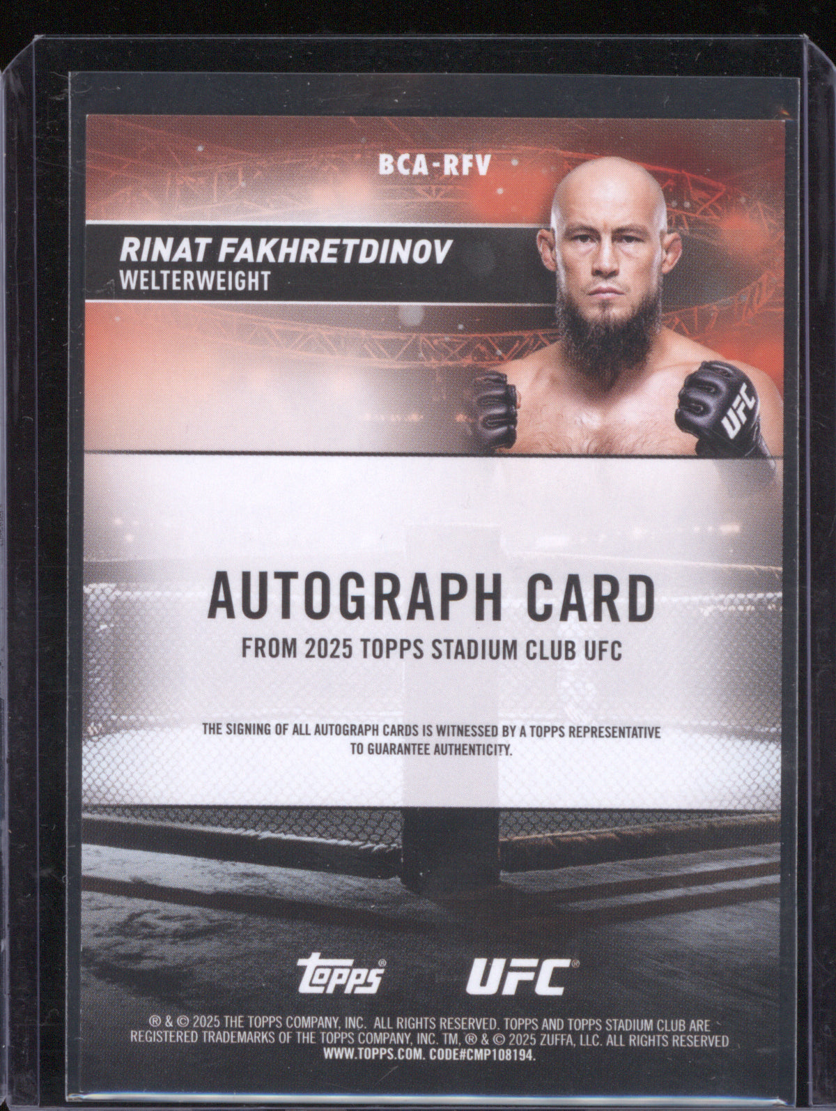 Rinat Fakhretdinov 2025 UFC Topps Stadium Club BCA-RFV Base Autographs