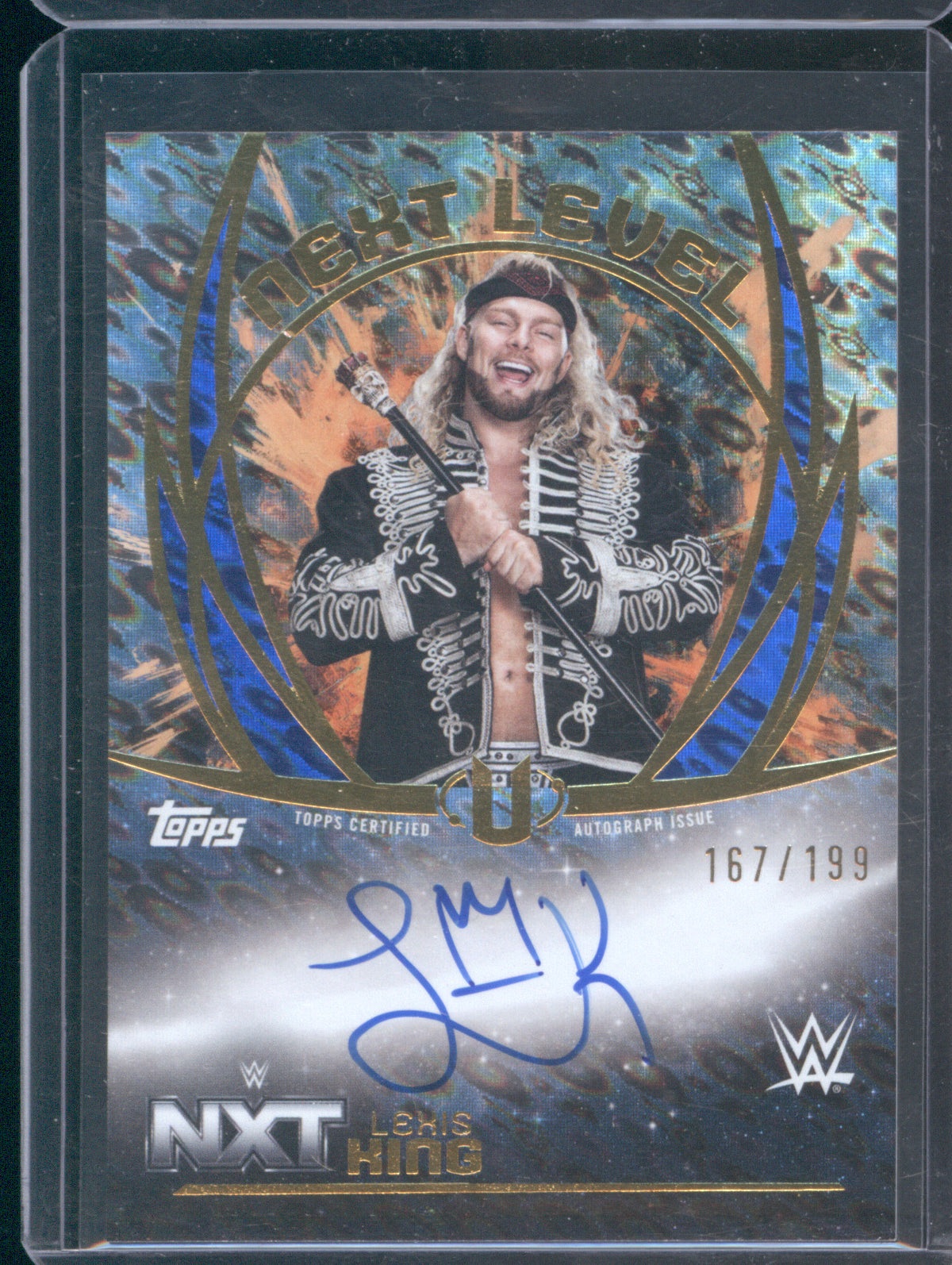 Lexis King 2025 Topps WWE Universe #NLA-LKI Next Level Autographs Blue Pulse /199