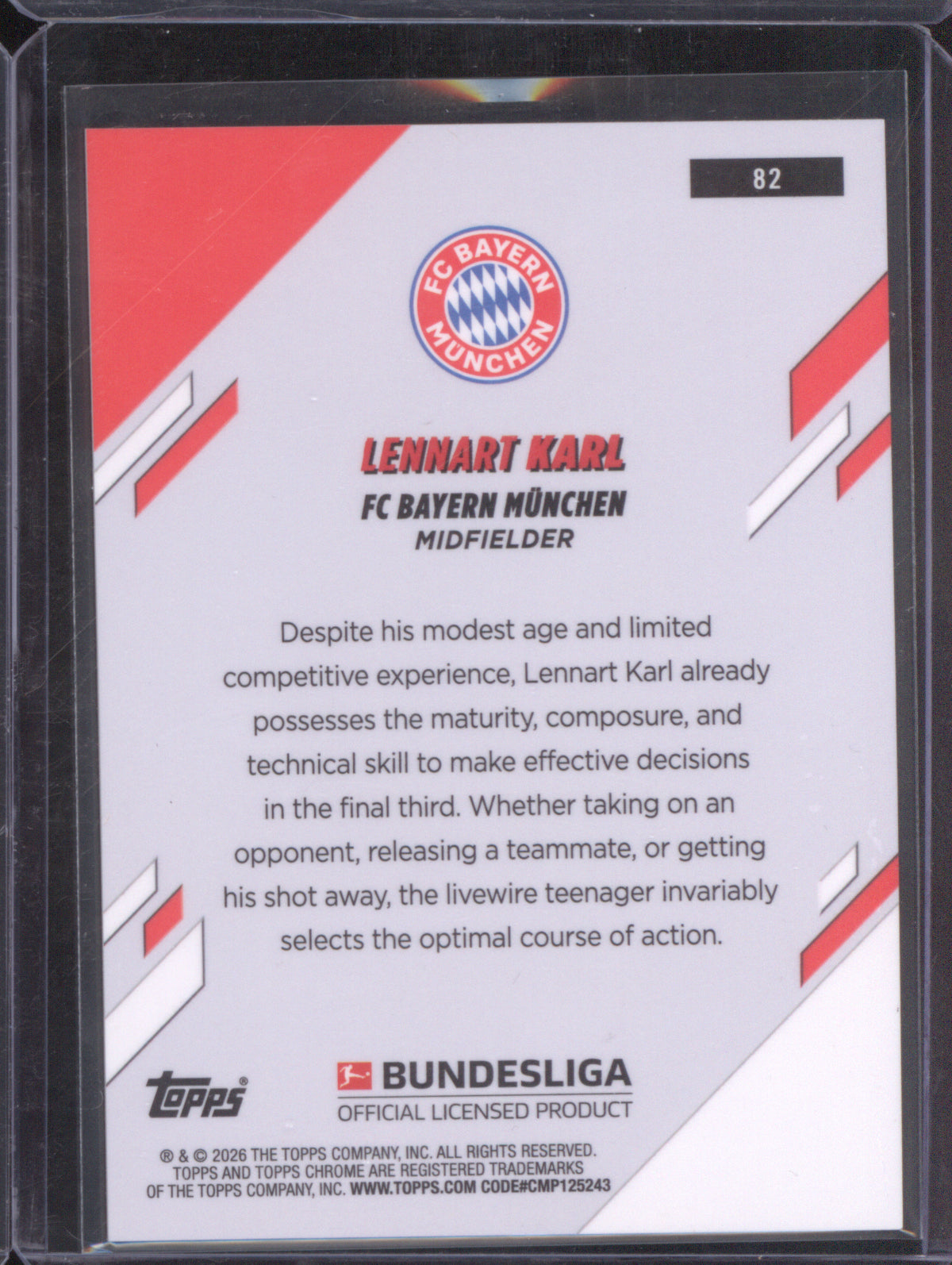 2025-26 Topps Chrome Bundesliga 82 Lennart Karl Red Wave 1/5 RC