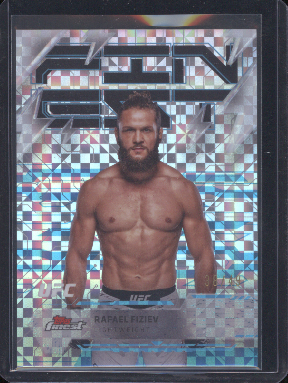 Rafael Fiziev 2025 Topps Finest UFC 286 Refractors Blue Checkerboard /49