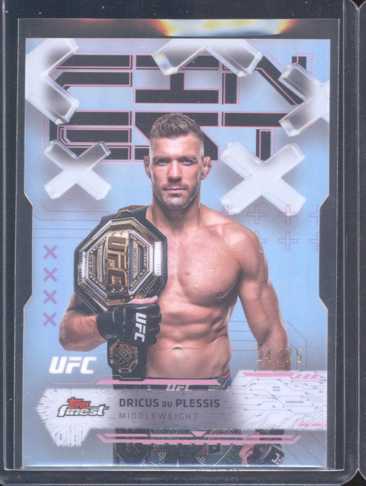 Dricus Du Plessis 2025 Topps Topps Finest UFC #14 Die-Cut Refractor /75