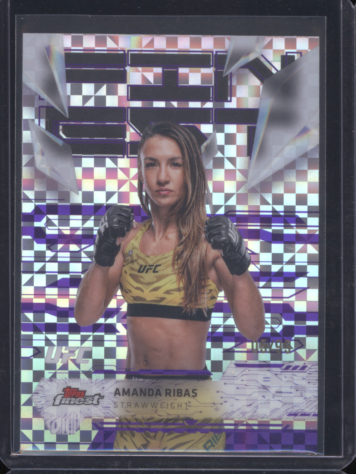Amanda Ribas 2025 Topps Finest UFC 154 Purple Checkerboard Refractor /99