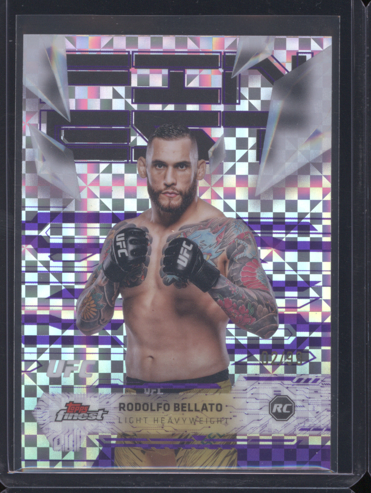 Rodolfo Bellato 2025 Topps Finest UFC 171 Purple Checkerboard Refractor /99 RC