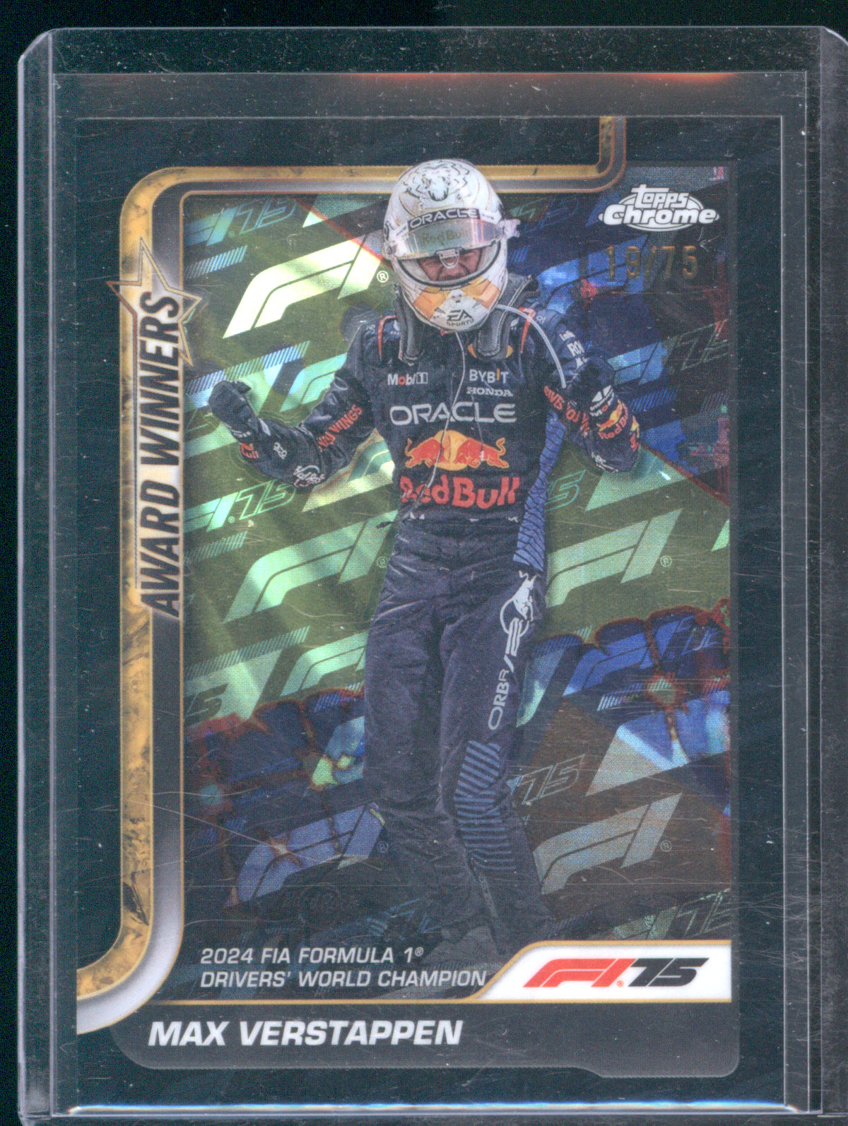 Max Verstappen 2025 Topps Chrome F1 #148 Award Winners F1 75th Anniversary Refractor /75