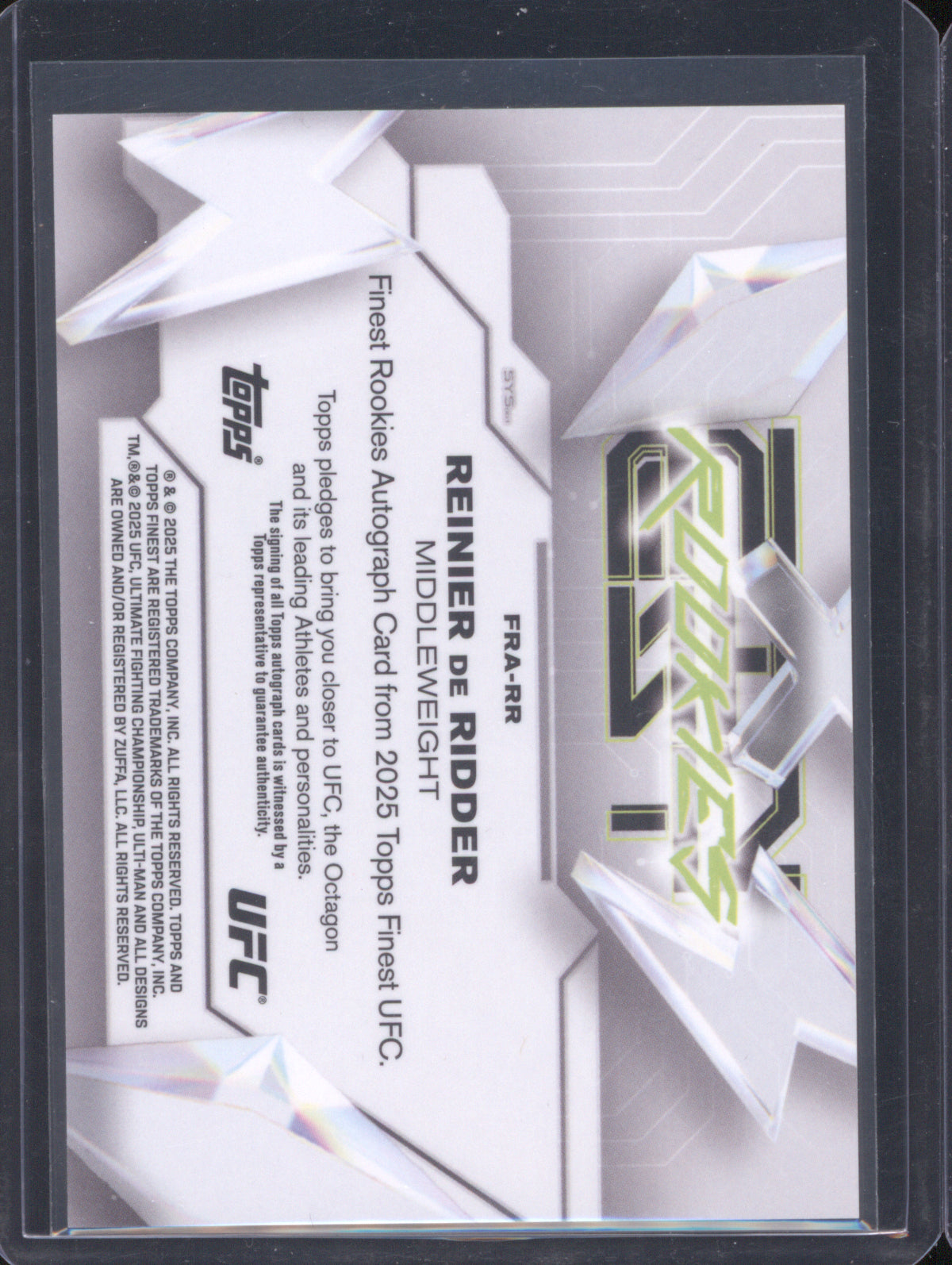 Reinier De Ridder 2025 Topps Finest UFC FRA-RR Refractor Blue Checkerboard /75