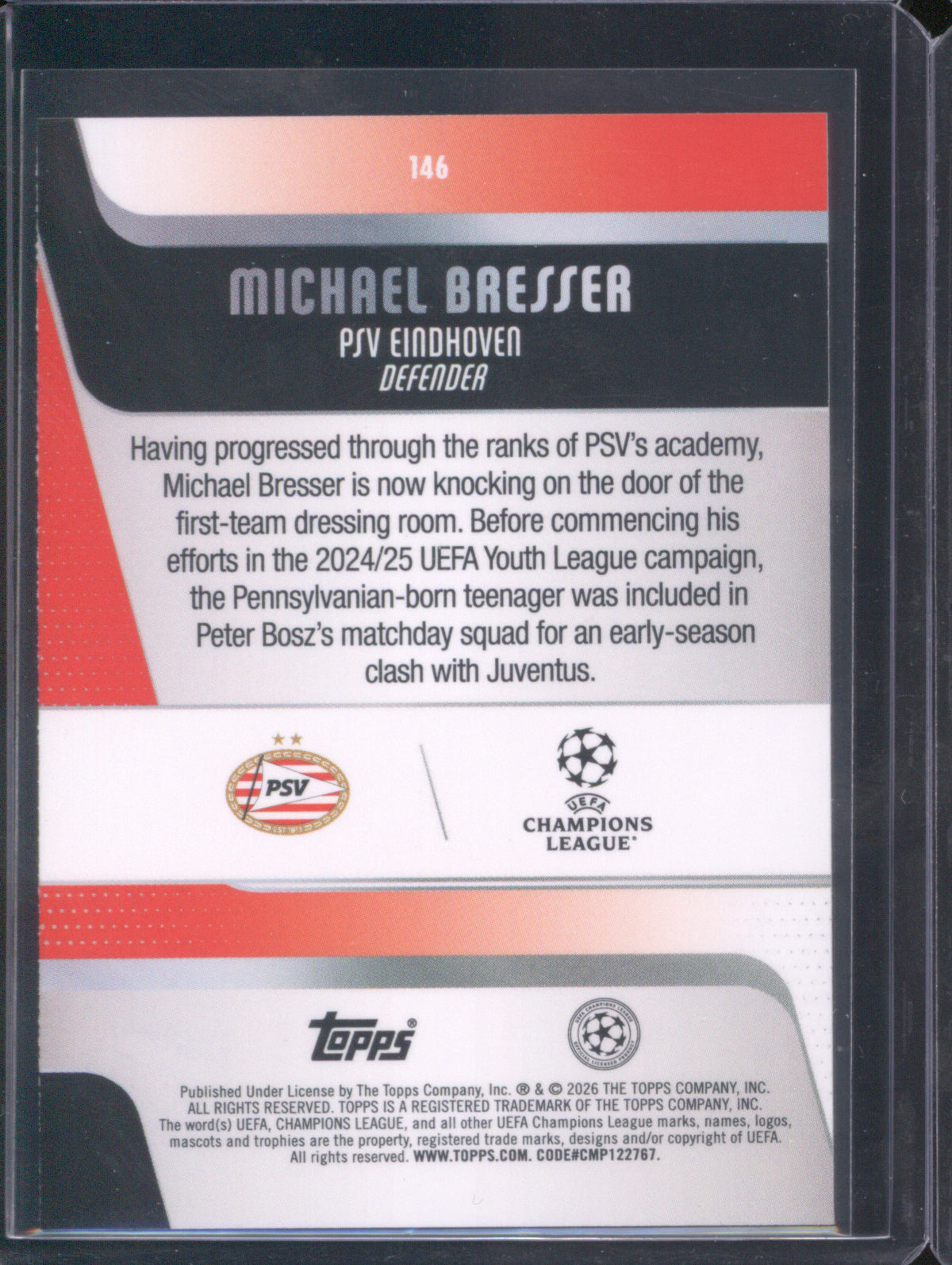 Michael Bresser 2025 Topps UEFA Club Competitions #146 Purple Foil /250 RC