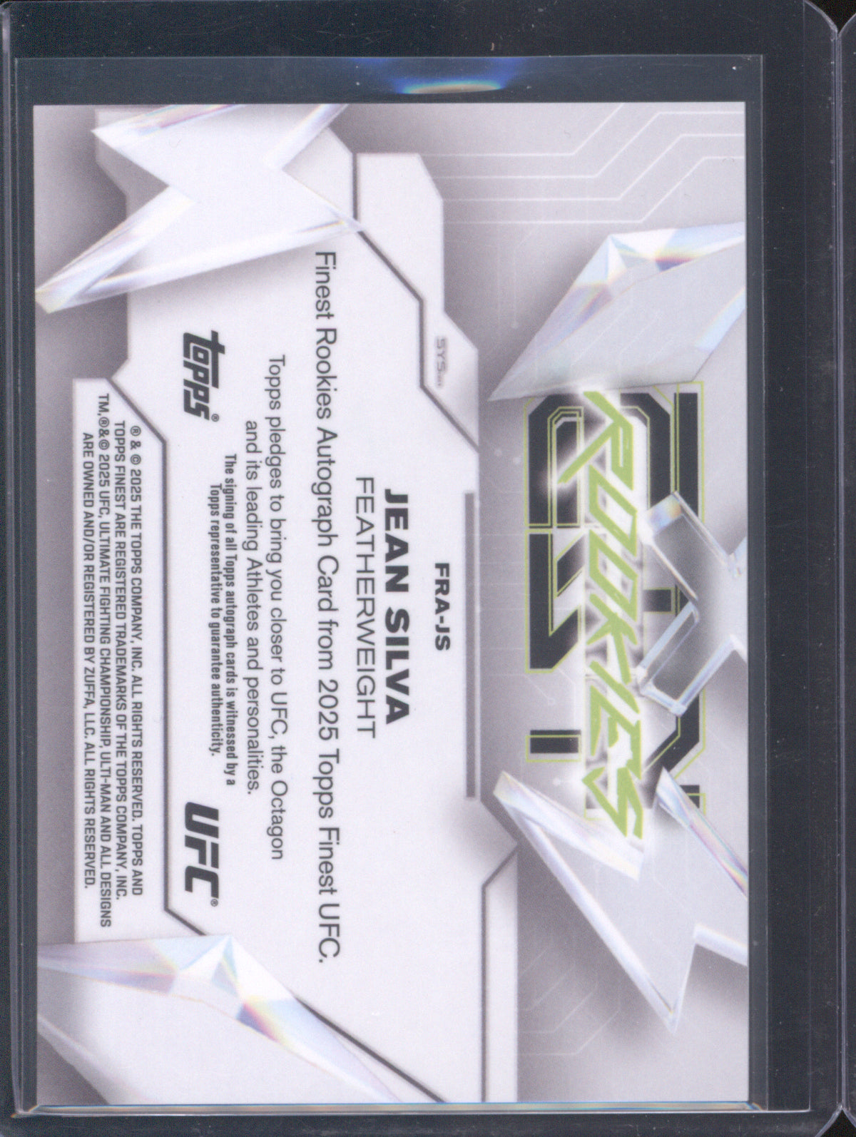 Jean Silva 2025 Topps Finest UFC #FRA-JS Finest Rookies Refractor Auto Gold /50 RC