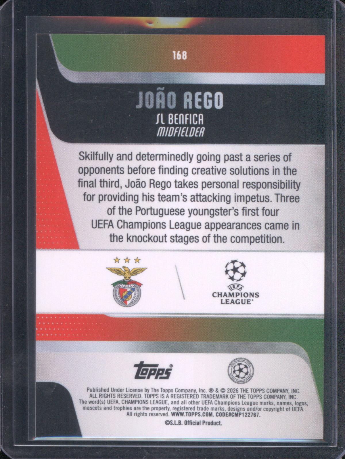 João Rego 2025 Topps UEFA Club Competitions #168 Raindrops RC
