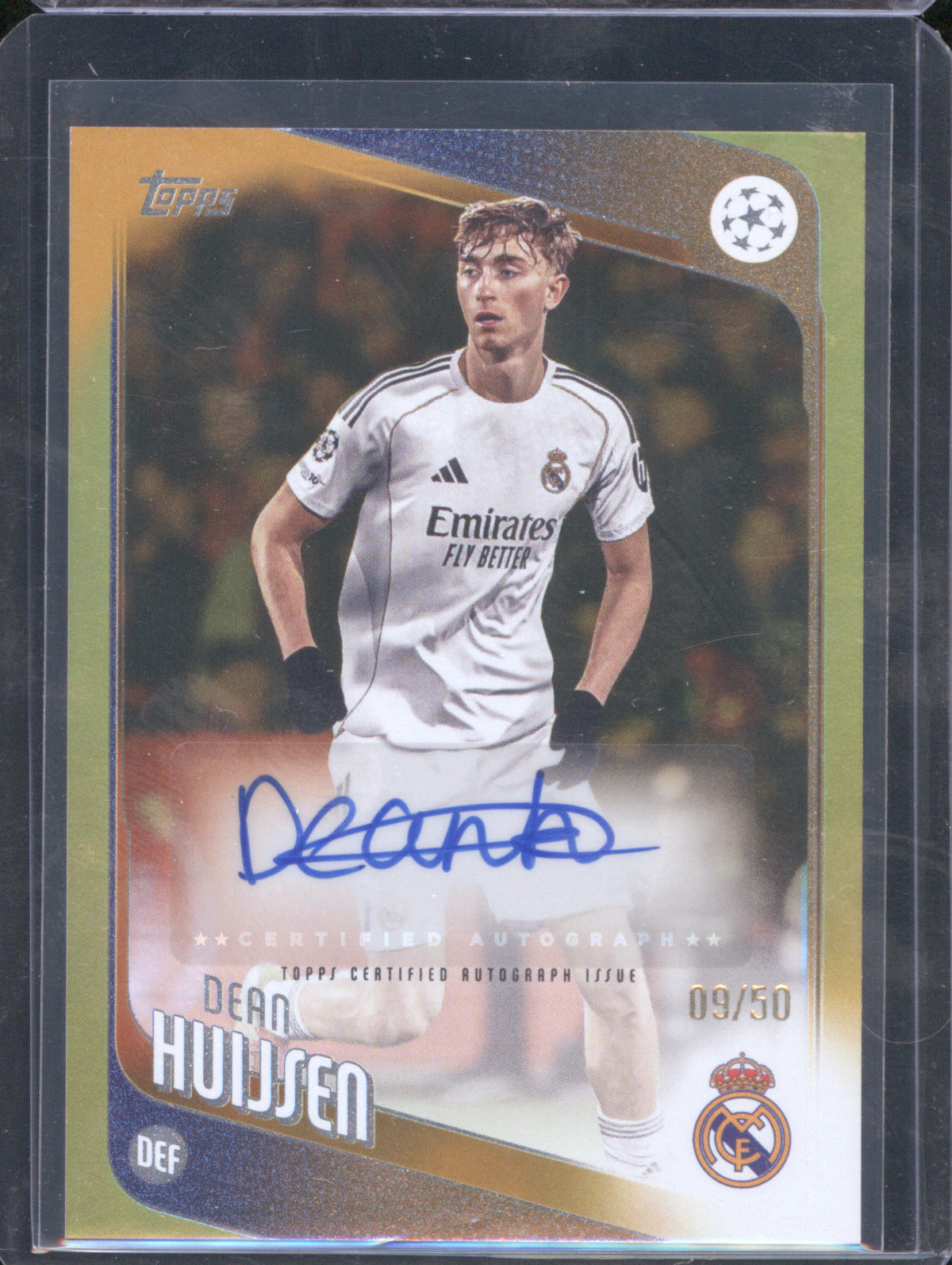 Dean Huijsen 2025 Topps UEFA Club Competitions #BA-DH Gold Auto /50