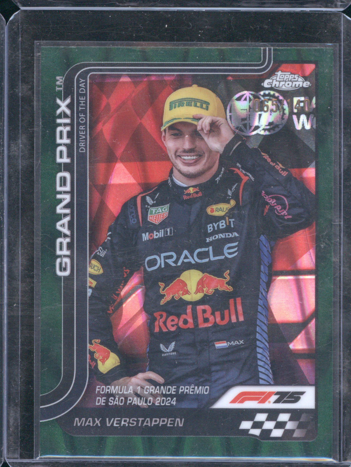 Max Verstappen 2025 Topps Chrome F1 #142 Grand Prix Forest Green RayWave /140
