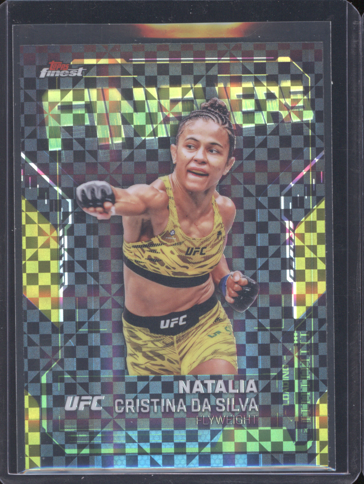 Natalia Cristina Da Silva 2025 Topps Finest UFC FN-21 Finishers Refractor Checkerboard