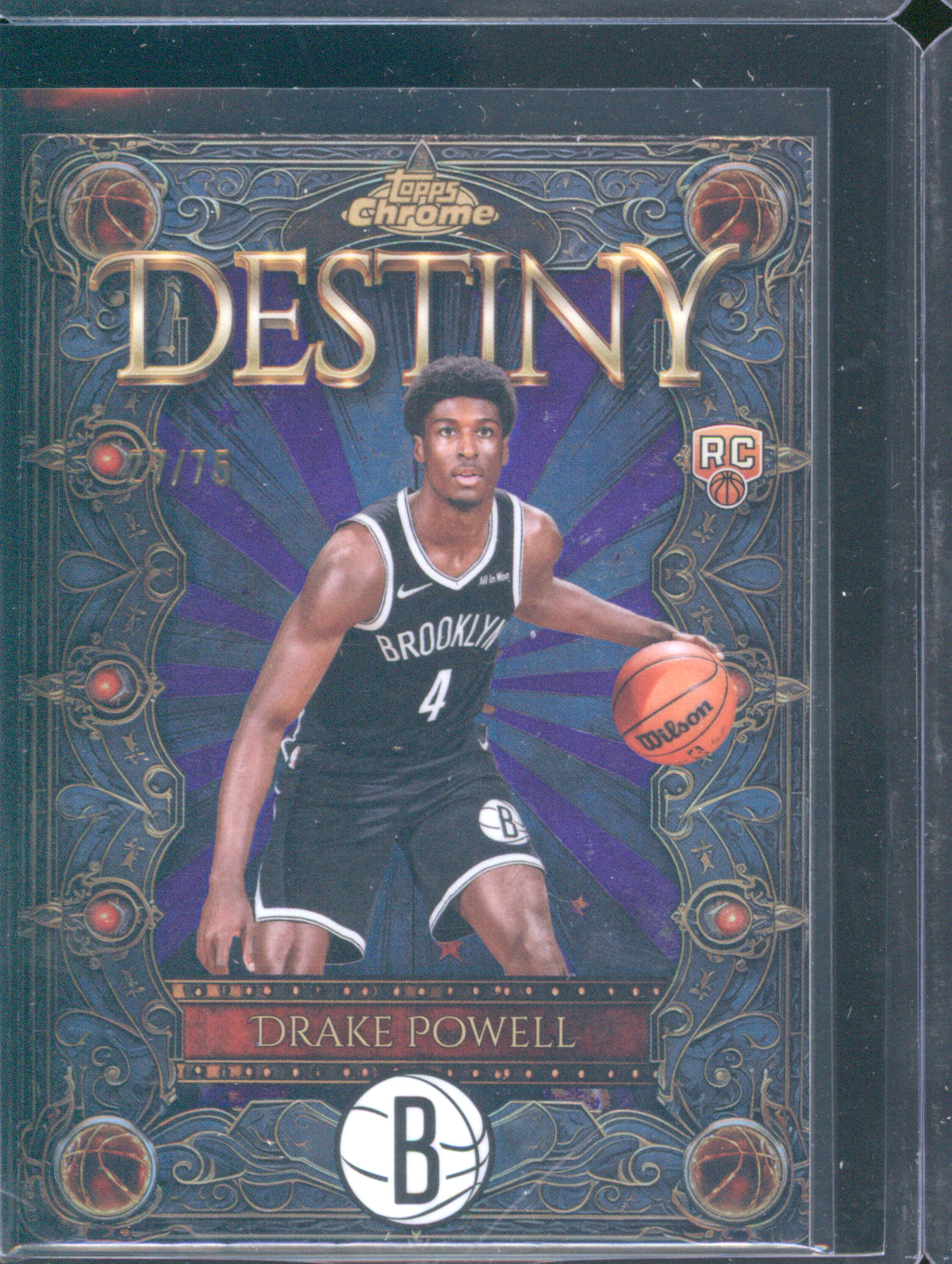 2025-26 Topps Chrome Drake Powell Destiny Purple RC 27/75