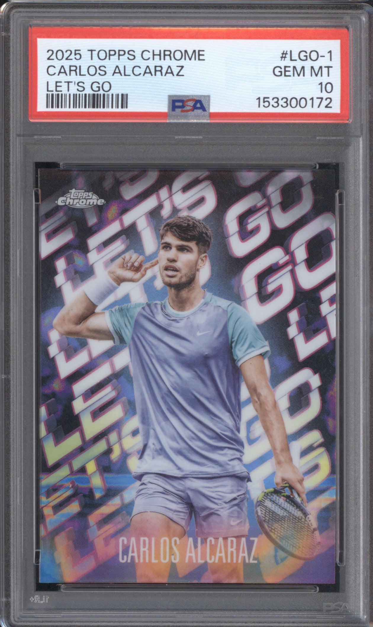 Carlos Alcaraz 2025 Topps Chrome LGO-1 Let's Go PSA 10