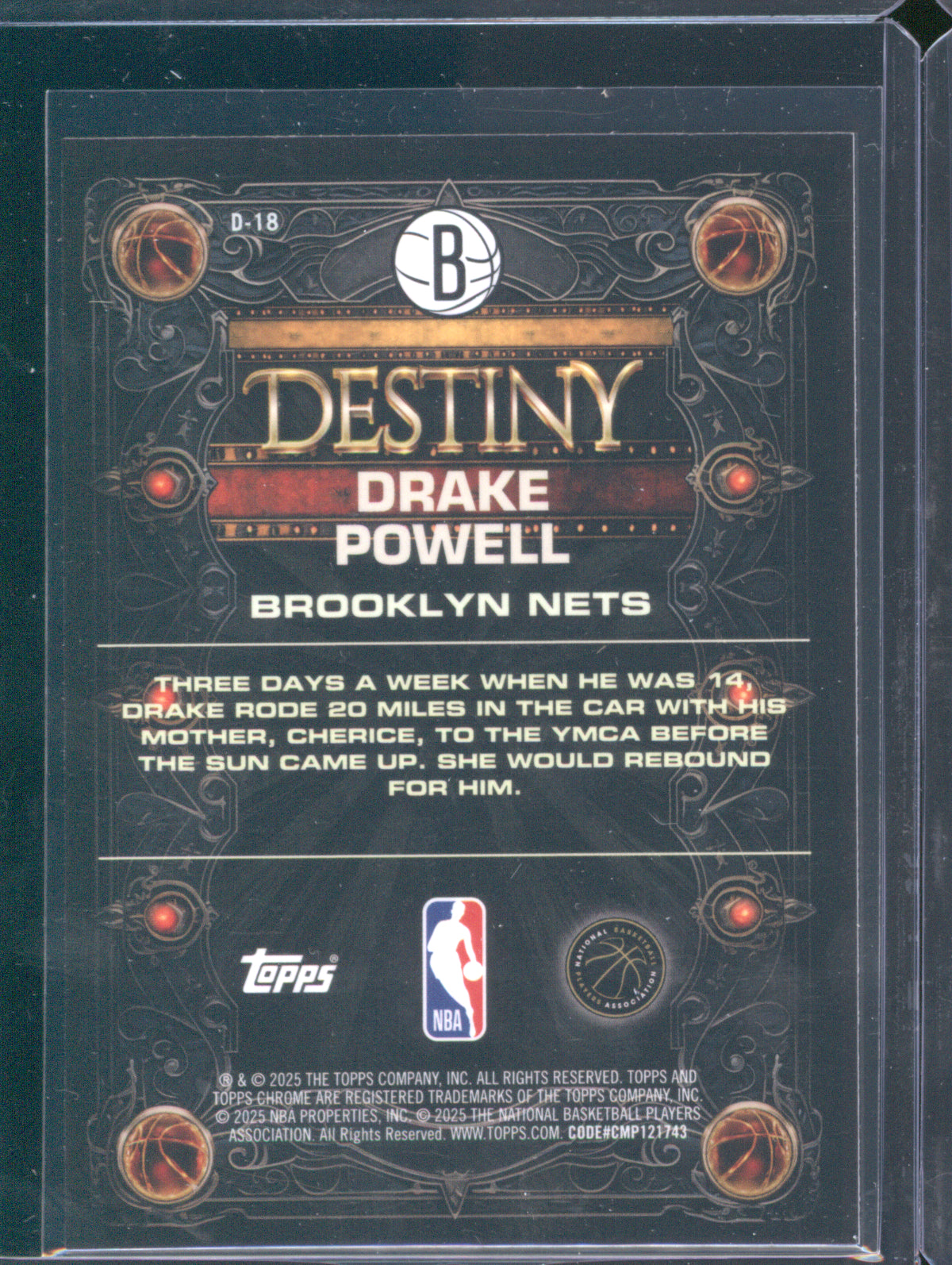 2025-26 Topps Chrome Drake Powell Destiny Purple RC 27/75