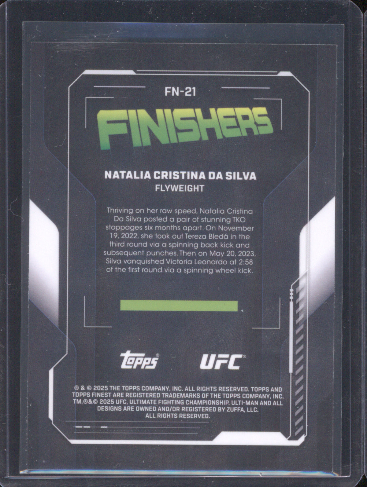 Natalia Cristina Da Silva 2025 Topps Finest UFC FN-21 Finishers Refractor Checkerboard