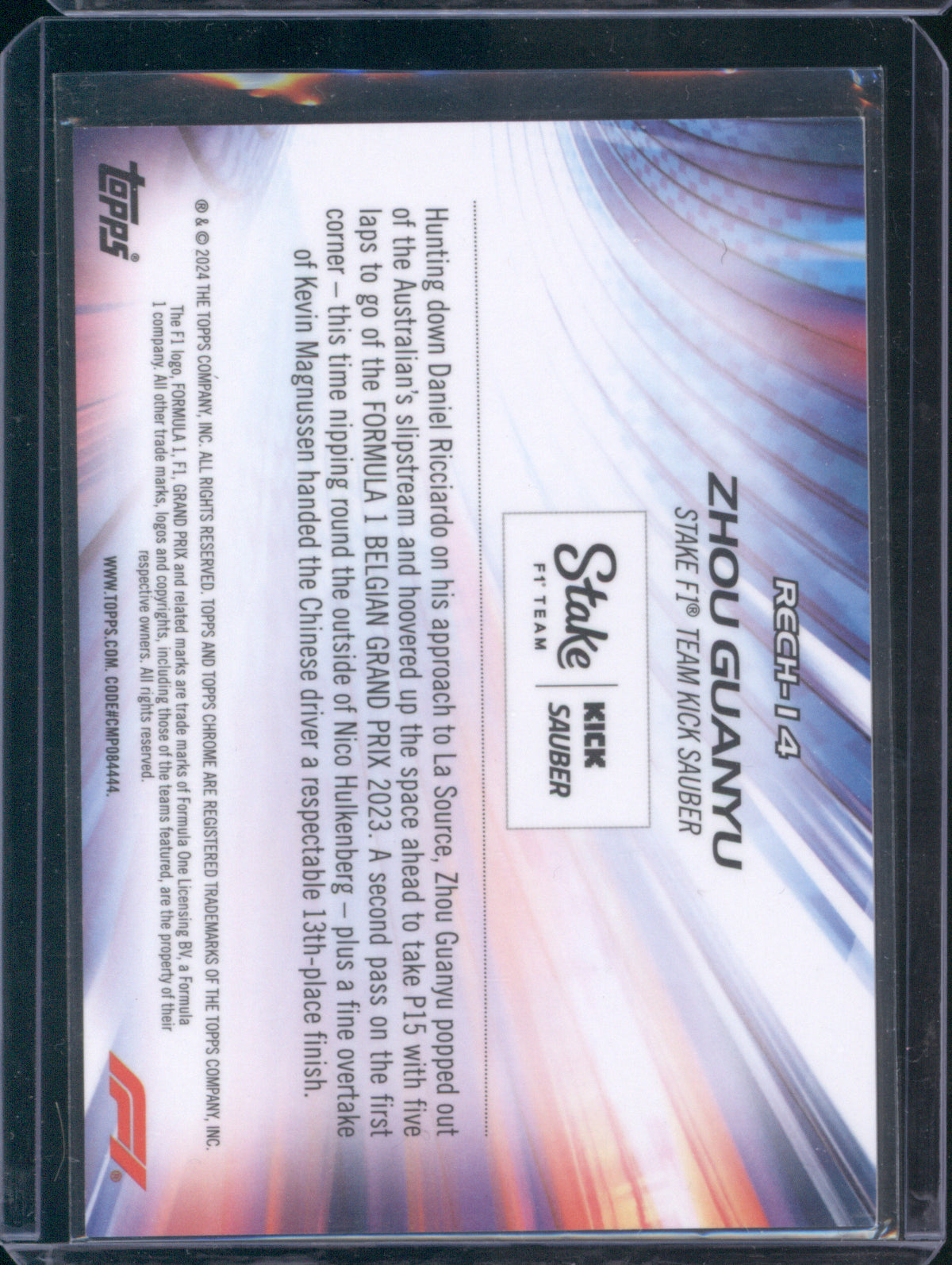 Zhou Guanyu 2024 Topps Chrome Formula 1 #RECH-14 Re-Charged Gold /50